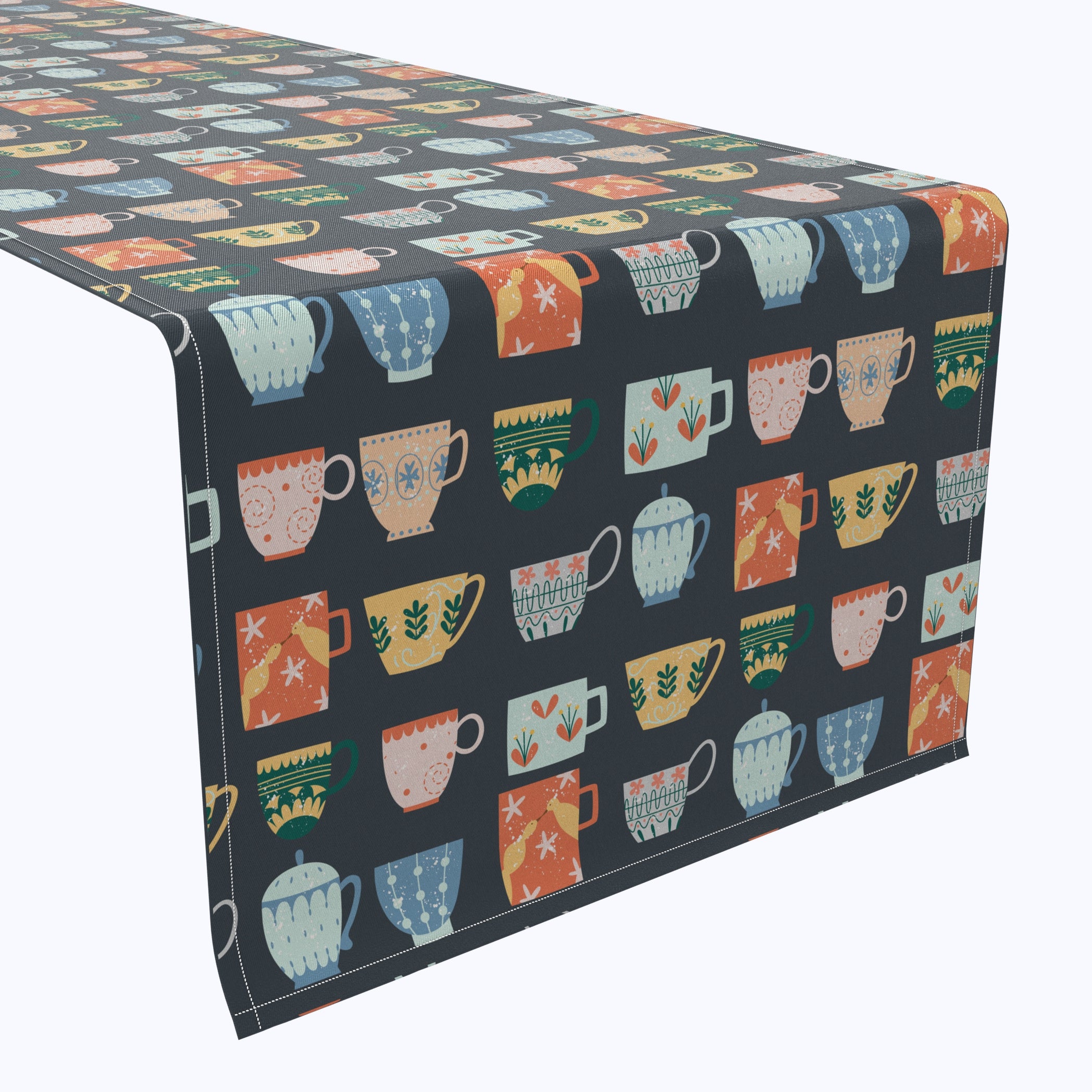 Hand-Painted Ceramic Coffee Mugs & Decorative Table Runners Set - Perfect for Home Decor, Kitchen Essentials & Gift Giving