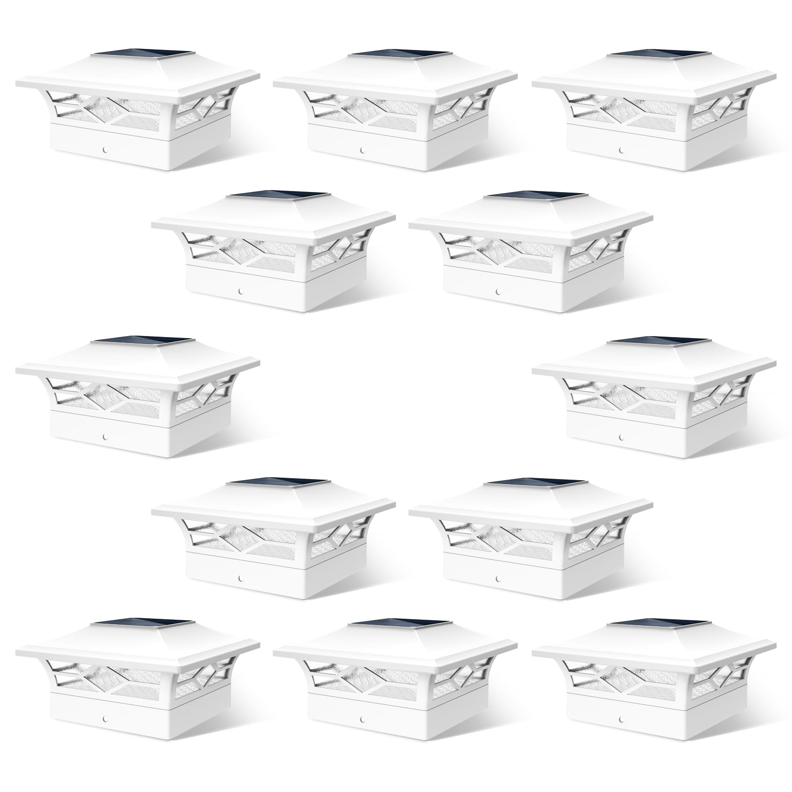 Solar Fence Post Lights - 4x4 Solar Post Cap Lights for Vinyl Fence, Waterproof Outdoor Solar Deck Lights in Warm White/Cool White - Perfect for Garden Pathway, Patio, Deck and Backyard Decoration Lighting