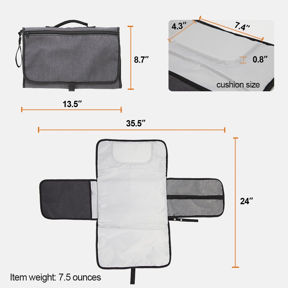 Portable Waterproof Diaper Changing Pad with Head Cushion & Storage Pockets - Foldable Travel Baby Changing Mat for Infants | Ideal for On-the-Go Parents, Outdoor Activities & Nursery Use