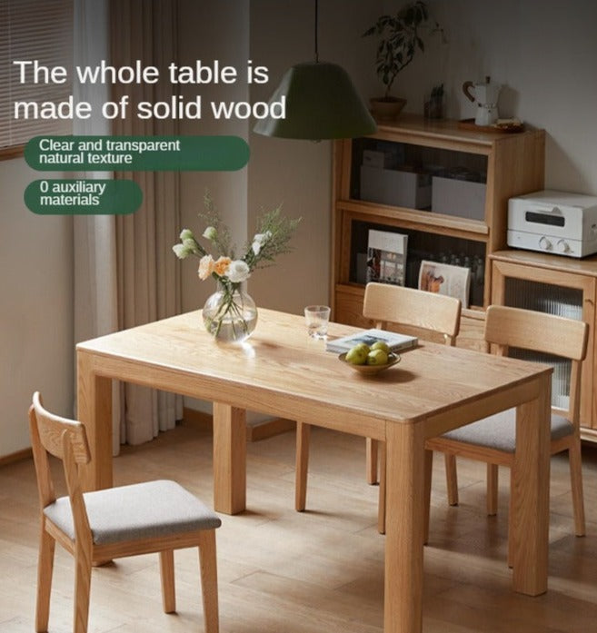 Solid Oak Wood Rectangular Dining Table - Rustic Farmhouse Style for Kitchen, Dining Room & Outdoor Entertaining