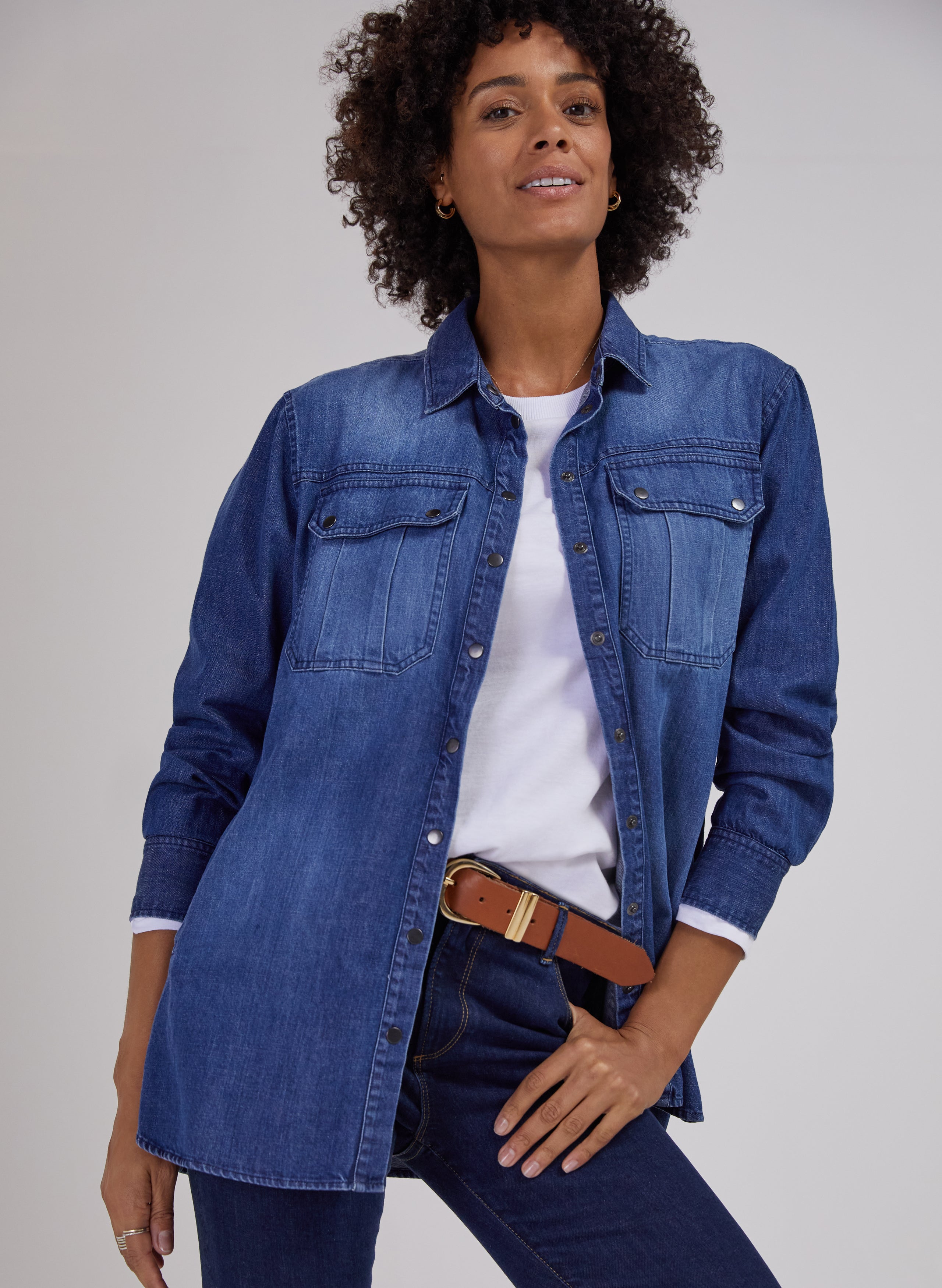 Daeme Organic Denim Shirt for Men & Women | Eco-Friendly Cotton Casual Button Down | Perfect for Outdoor Adventures & Everyday Wear