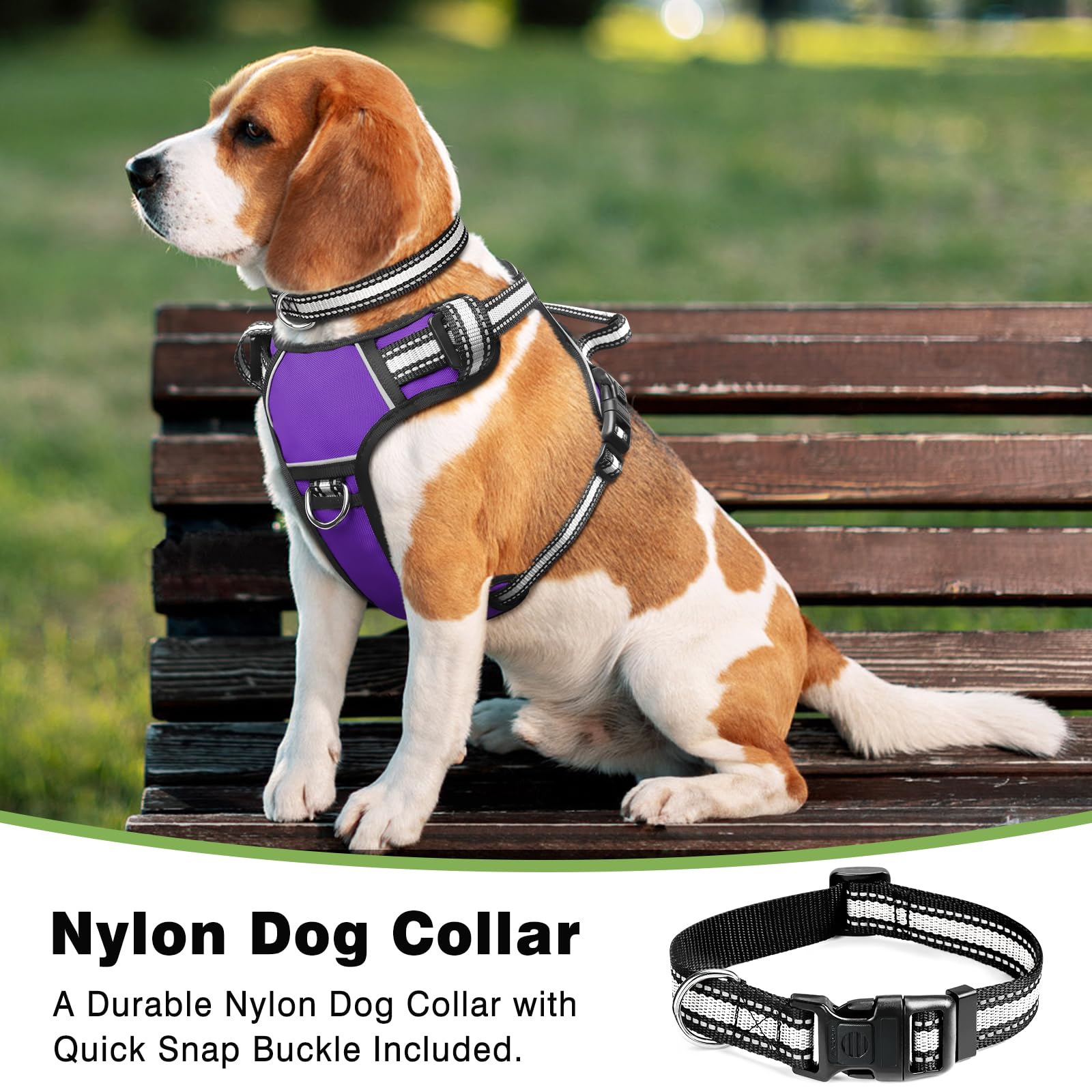 WINSEE No Pull Dog Harness - Adjustable Reflective Pet Vest with Front/Back Leash Clips for Small Medium Large XL Dogs - Easy Control Handle for Walking, Running & Outdoor Adventures