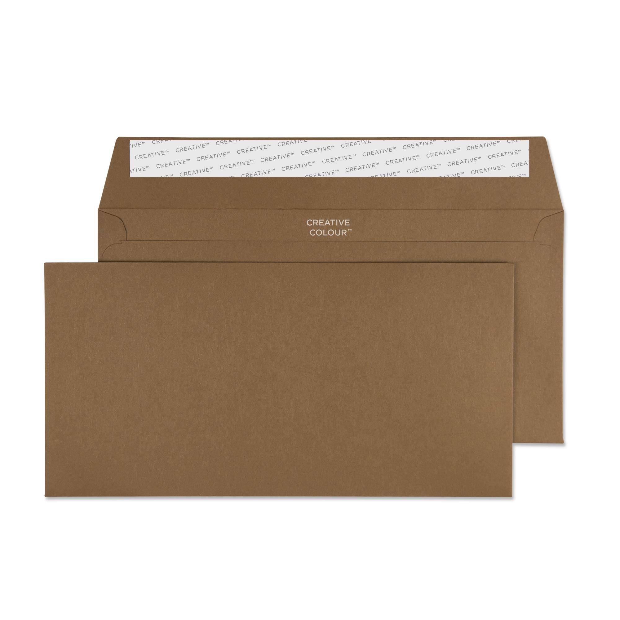 Premium 120 GSM Peel & Seal Wallet Envelopes - Creative Colour DL+ Size 114 x 229 mm (Pack of 25) - Milk Chocolate Brown for Mailing, Business Correspondence & Gift Cards