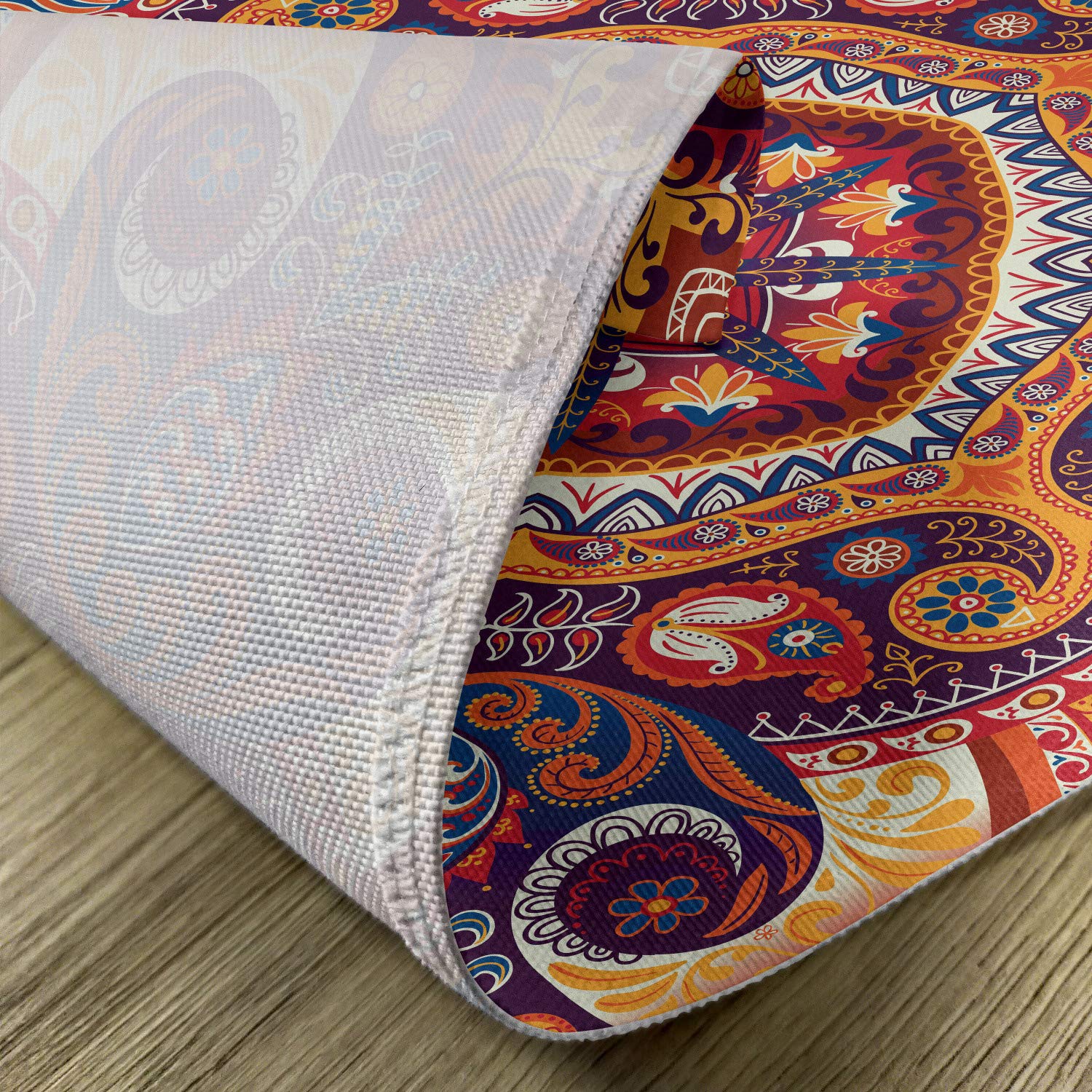 Ambesonne Paisley Placemats Set of 4 - Floral Leaf Ornamental Rug Pattern Washable Fabric Place Mats for Dining Table & Kitchen Decor - Perfect for Holiday Dinners, Parties & Everyday Use