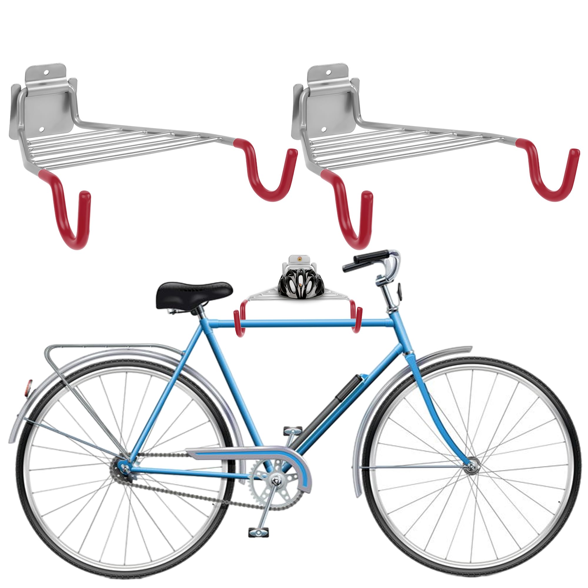 Jonkehai 2-Pack Bike Wall Mount Rack - Heavy Duty Garage Bike Hanger Hook for Indoor Bicycle Storage, Horizontal Space Saving Bike Rack for Home, Apartment, or Garage Organization (Perfect for Small Spaces & Bike Enthusiasts)