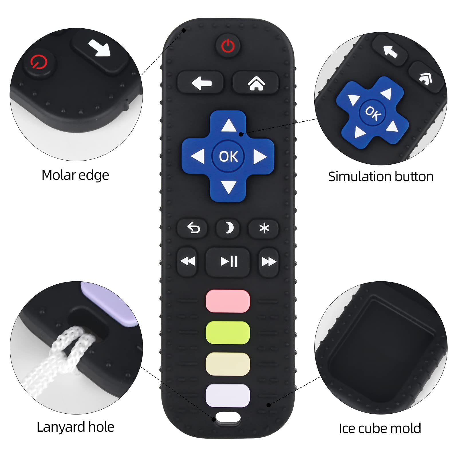 Chuya Baby Teether Toy - Safe Chew Toy for Infants 3-24 Months, TV Remote Control Shape for Teething Relief, Black - Perfect for Home, Travel, and Daycare Use