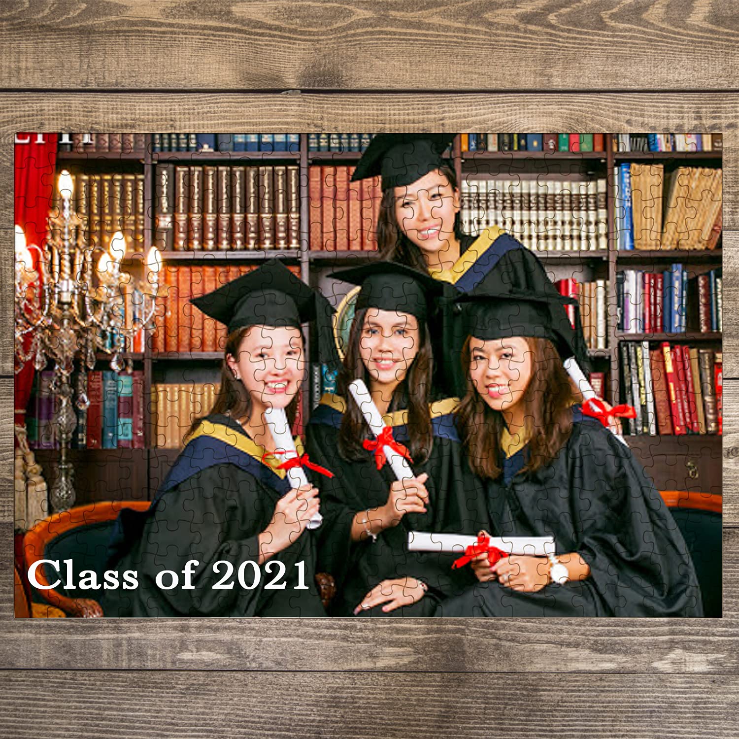 Custom Photo Wooden Jigsaw Puzzle - Personalized Graduation Gift for Him or Her (98/300/500 Pieces) | High School & College Graduation Present with Free Poster | Perfect for Memory Keepsakes & Party Decorations