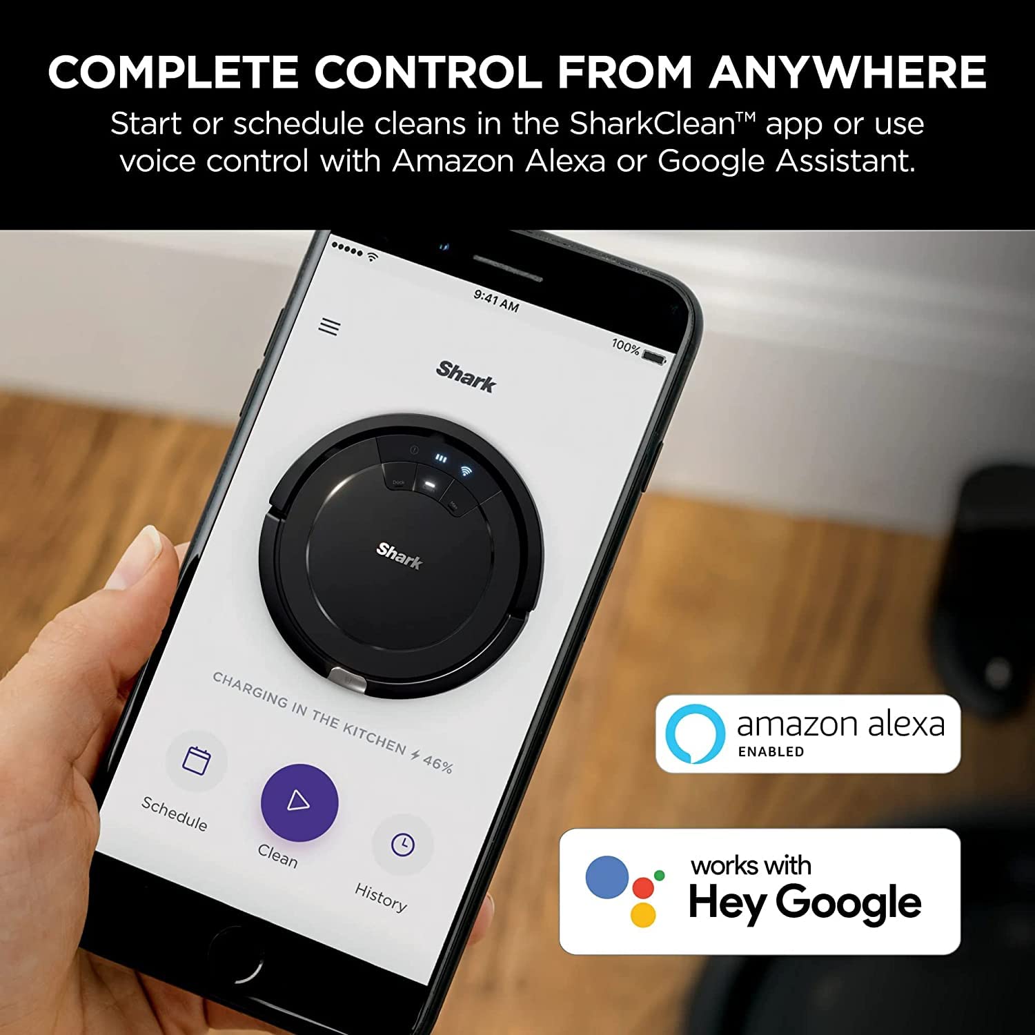 Shark ION Wi-Fi Connected Robot Vacuum Cleaner for Carpets & Hard Floors - Multi-Surface Cleaning, Smart Mapping, Works with Alexa (Black) - Perfect for Pet Hair, Daily Home Cleaning & Large Spaces