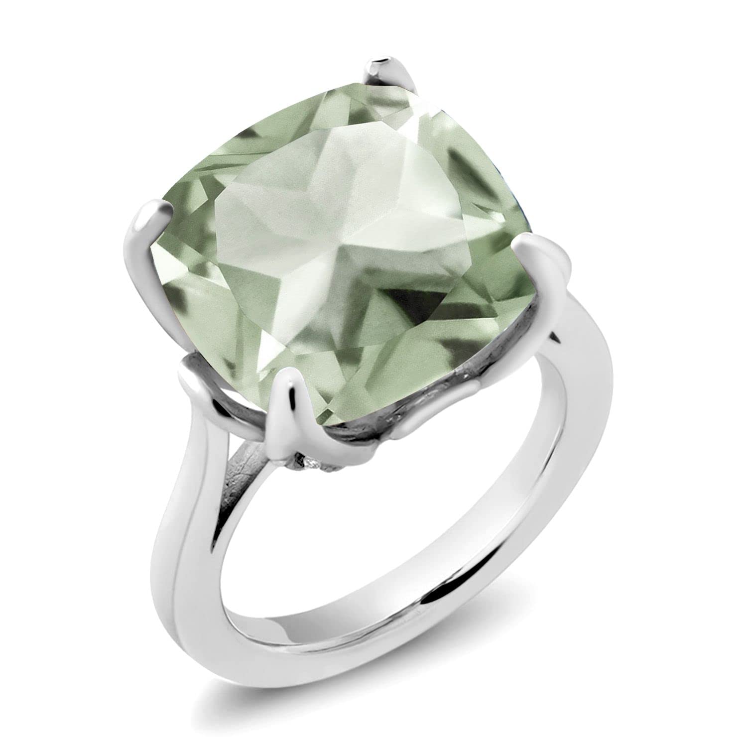 9.10 Ct Cushion Cut Green Prasiolite & Pink Lab-Grown Diamond Sterling Silver Ring for Women | 925 Silver Engagement & Wedding Jewelry | Elegant Gift for Anniversary, Valentine's Day & Special Occasions