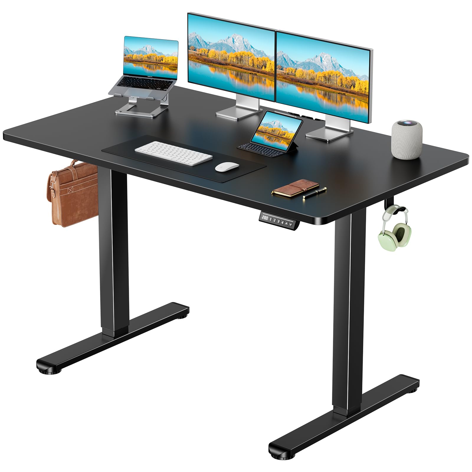 Marsail 48 x 30 Inch Electric Standing Desk - Height Adjustable Office & Gaming Desk with One-Piece Desktop, 4 Memory Presets - Perfect for Home Office, Bedroom Workspace & Ergonomic Gaming Setup