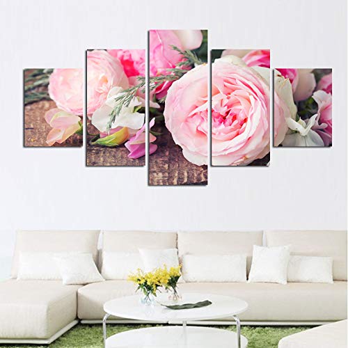 5-Piece Kids Room Wall Art Set - Rose Flower HD Printed Canvas Pictures for Living Room & Bedroom Decor | Perfect for Nursery, Playroom, and Home Decoration