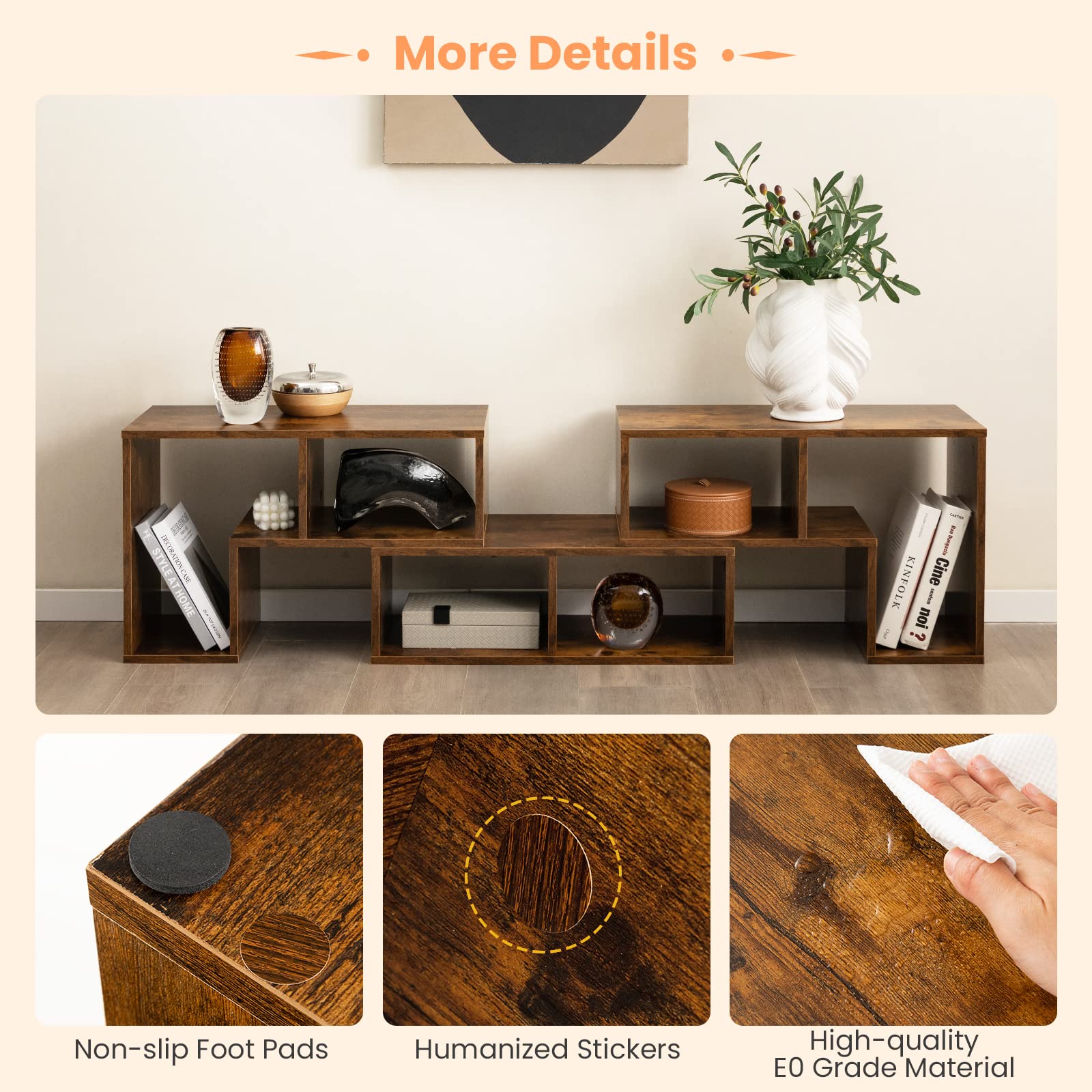 Tangkula 3-Piece Modular TV Stand for 50-65 Inch TVs - Modern Entertainment Center with Open Storage Shelves, DIY Combination Console for Living Room (Brown) | Perfect for Home Theater Setup & Living Room Organization