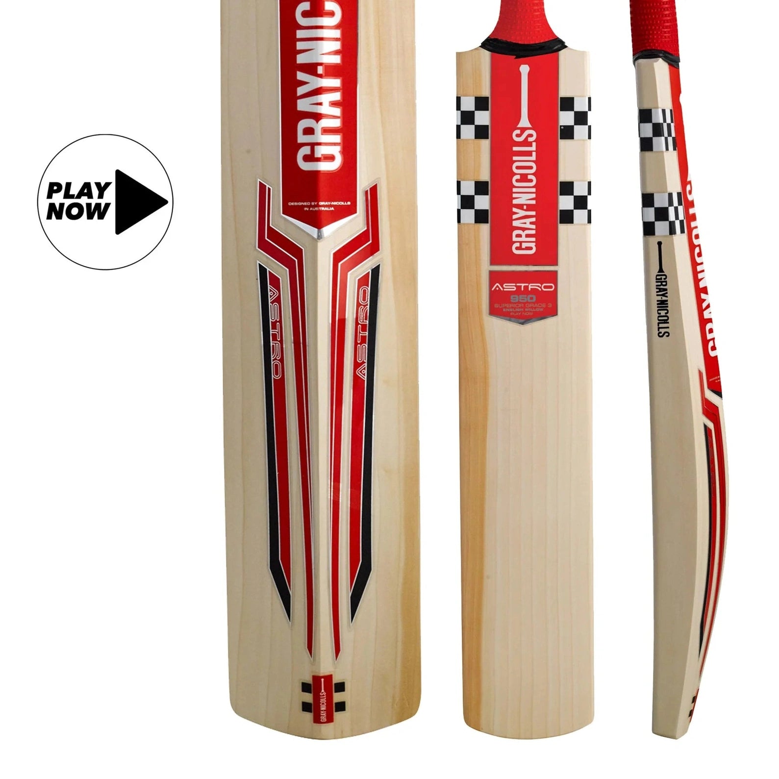 GN Astro 950 Play Now Adult Cricket Bat - Premium English Willow Cricket Bat for Professional & Recreational Players - Perfect for Matches, Training & Backyard Games