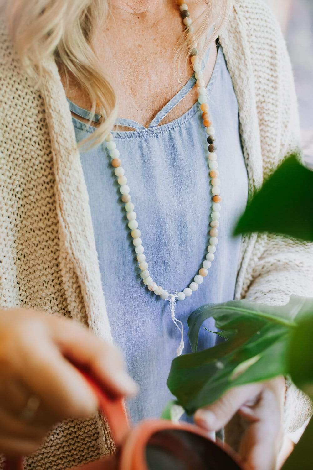 Amazonite Tranquility Mala & Bracelet Set - Healing Crystal Beads for Meditation, Yoga & Stress Relief - Spiritual Jewelry Gift for Women