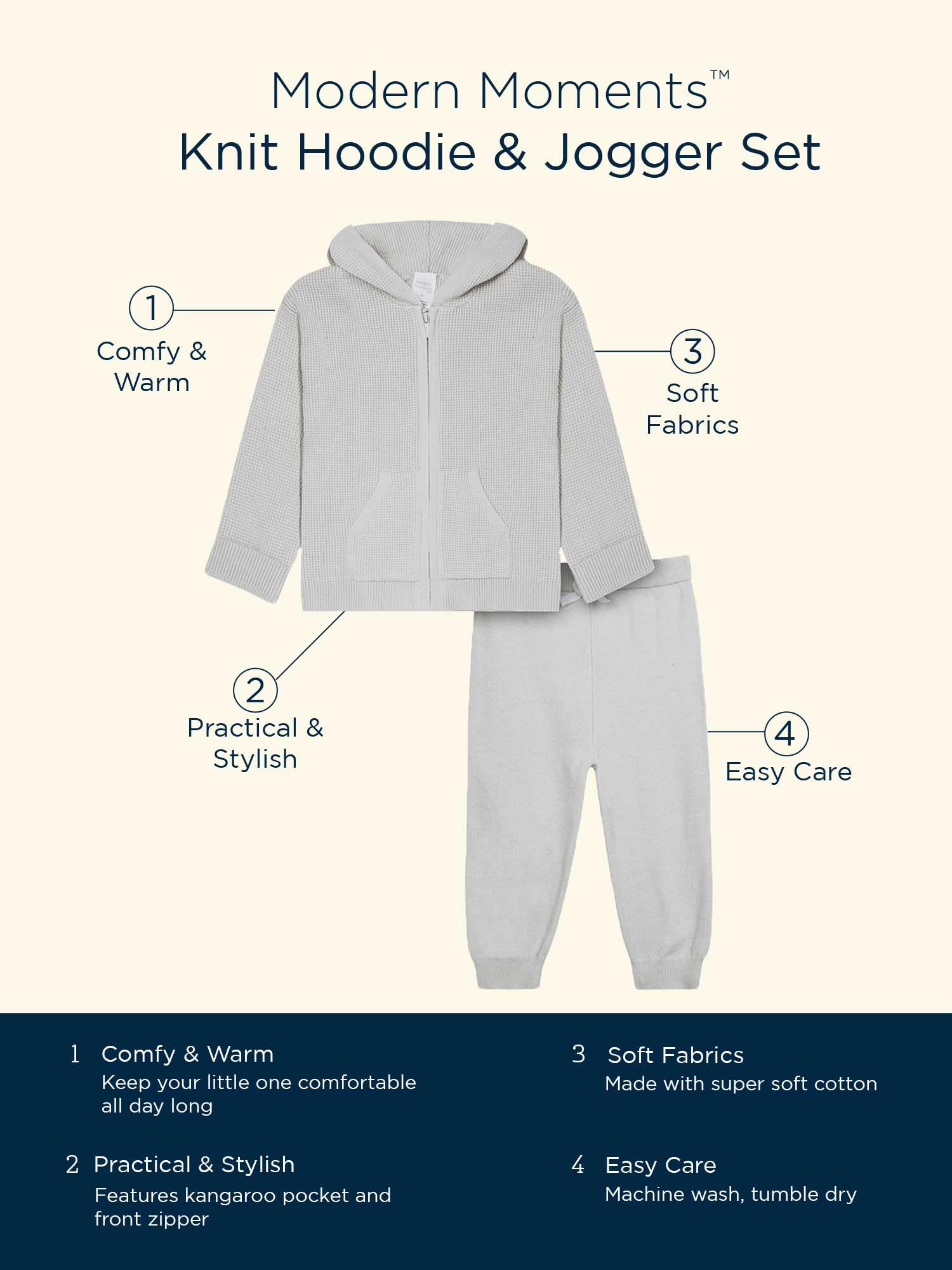 Gerber Baby and Toddler Hooded Sweater Knit Jacket & Jogger Set - Soft Cotton Comfort for Boys & Girls - Perfect for Playdates, Daycare and Cool Weather Outings