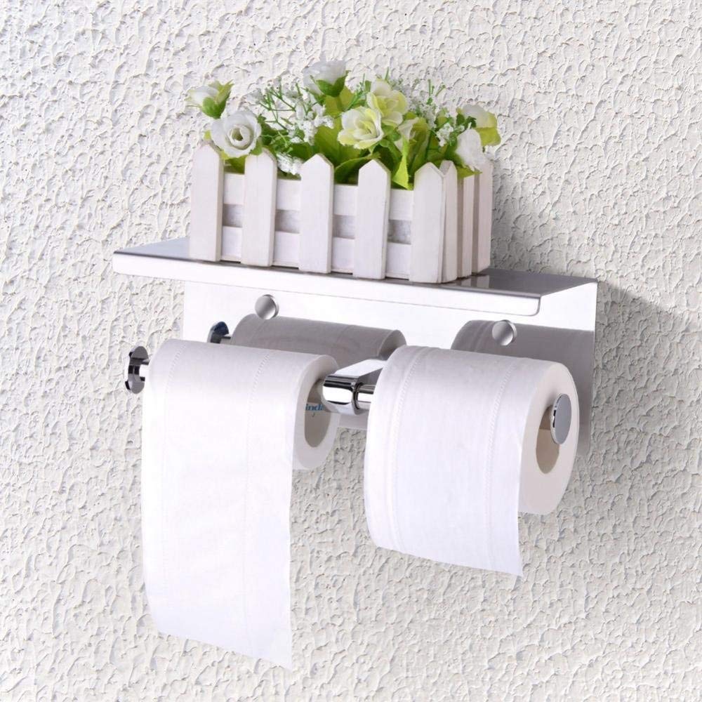 Space-Saving Wall Mounted Toilet Paper Holder with Shelf - Bathroom Tissue & Essentials Organizer for Small Bathrooms, Apartments, RVs, and Tiny Homes | Perfect for Powder Rooms, Campers, Dorm Rooms & Office Use | Convenient Storage Solution for Quick Access in Bathrooms, Kitchens & Travel | Great for Home Decor and Space Optimization