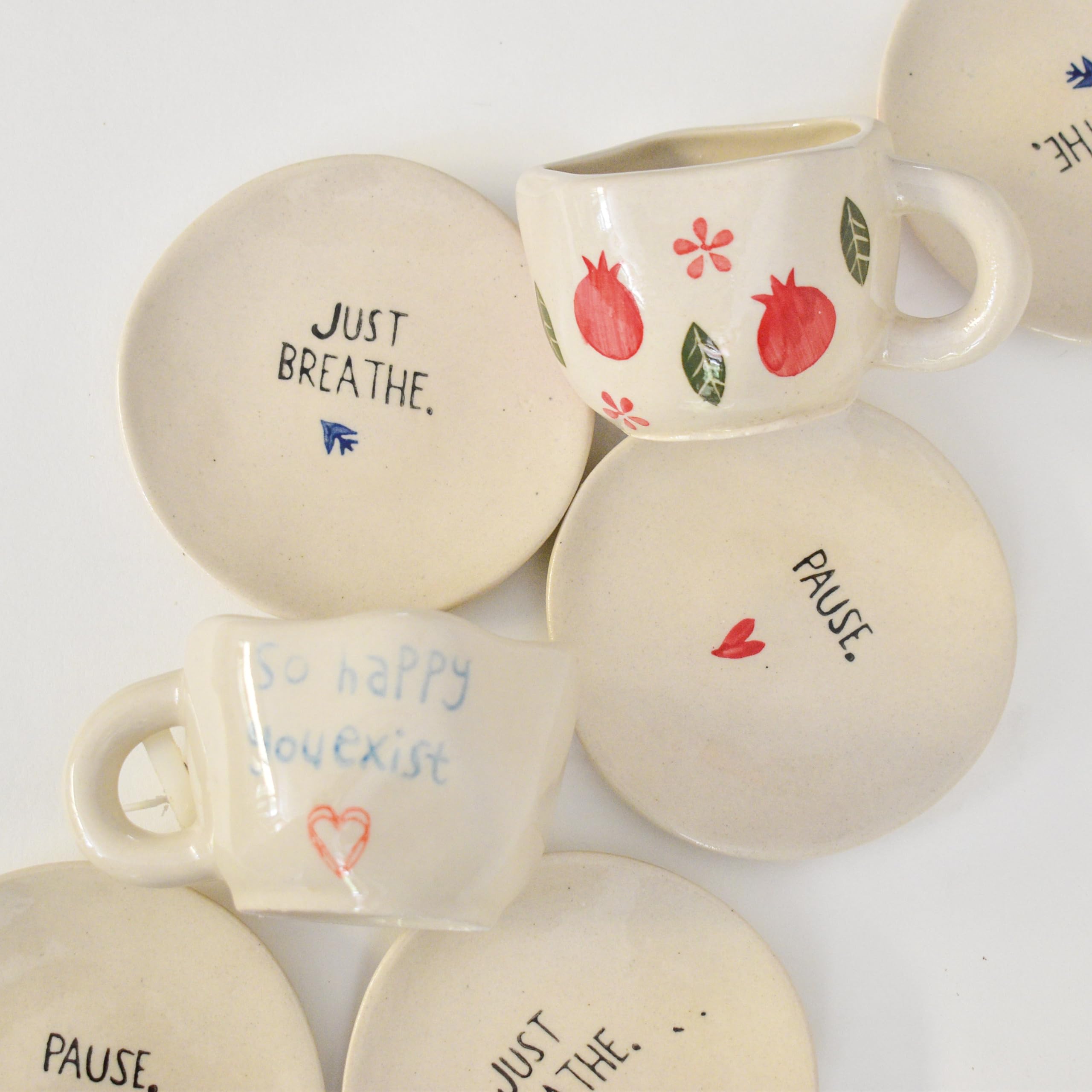 Handmade Ceramic Coasters Set of 2 - Durable Tea Cup Coasters for Dining Table Decor - Elegant & Long-Lasting - Perfect for Coffee, Tea, and Beverage Protection at Home or Office