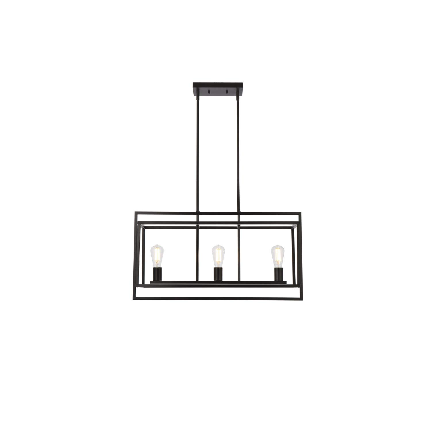 Voir 3-Light Black Pendant Lighting Fixture - Modern Ceiling Light for Dining Room, Kitchen Island & Bedroom