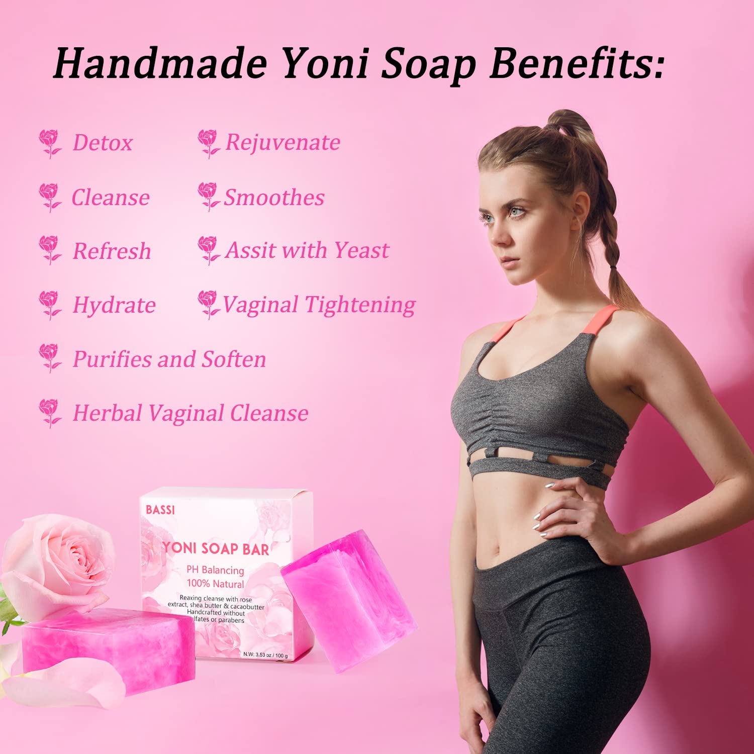 Organic Yoni Soap Bar for Women - 100% Natural Vaginal Wash (2 Pack, 3.53oz) with Foaming Net | pH Balanced Feminine Hygiene Soap for Intimate Care & Odor Control | Perfect for Daily Use, Travel & Post-Workout Refreshment