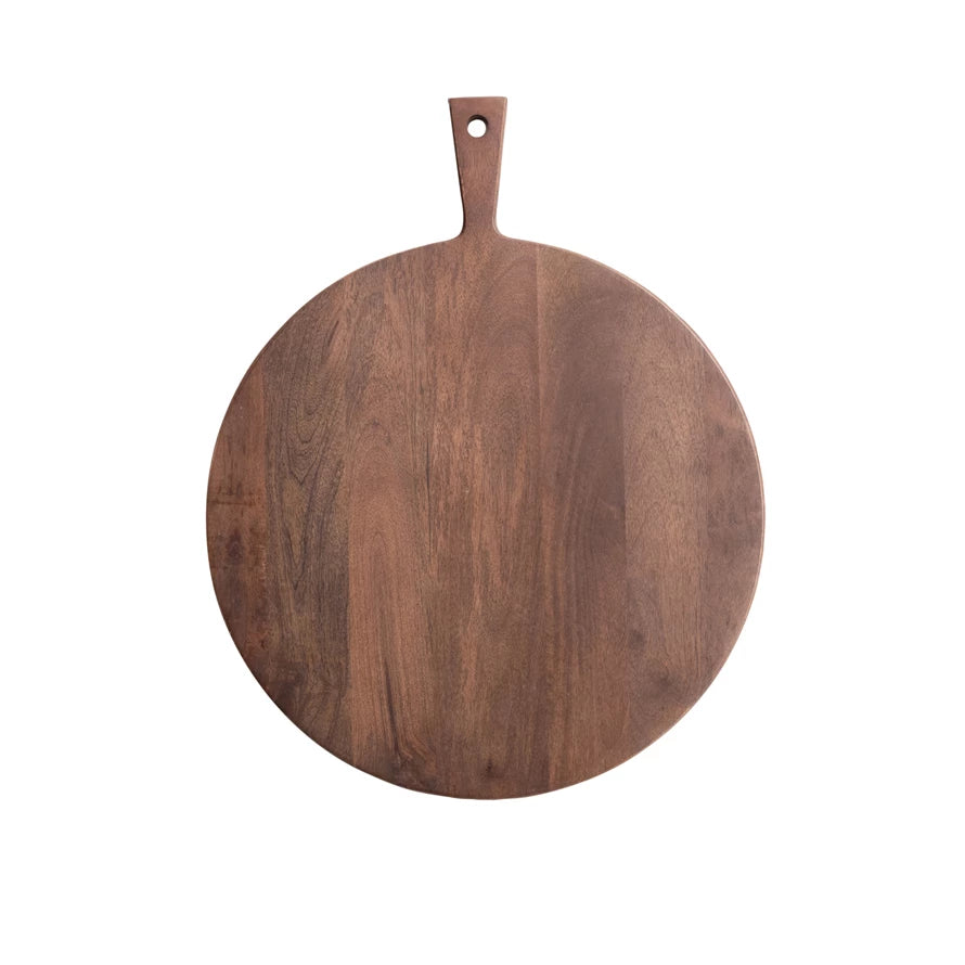 Premium Round Mango Wood Cutting Board - Natural Wooden Chopping Board for Kitchen, Cheese, Charcuterie & Serving - Eco-Friendly & Durable for Daily Cooking & Entertaining