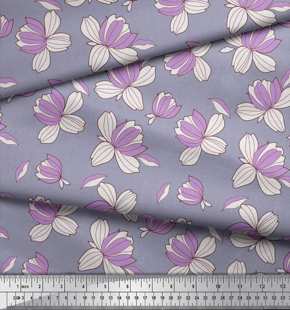Soimoi Moss Georgette Brown Floral Print Fabric by The Yard - 42 Inch Wide Soft Romantic Petals Design - Perfect for Dresses, Scarves, DIY Fashion & Home Decor Projects