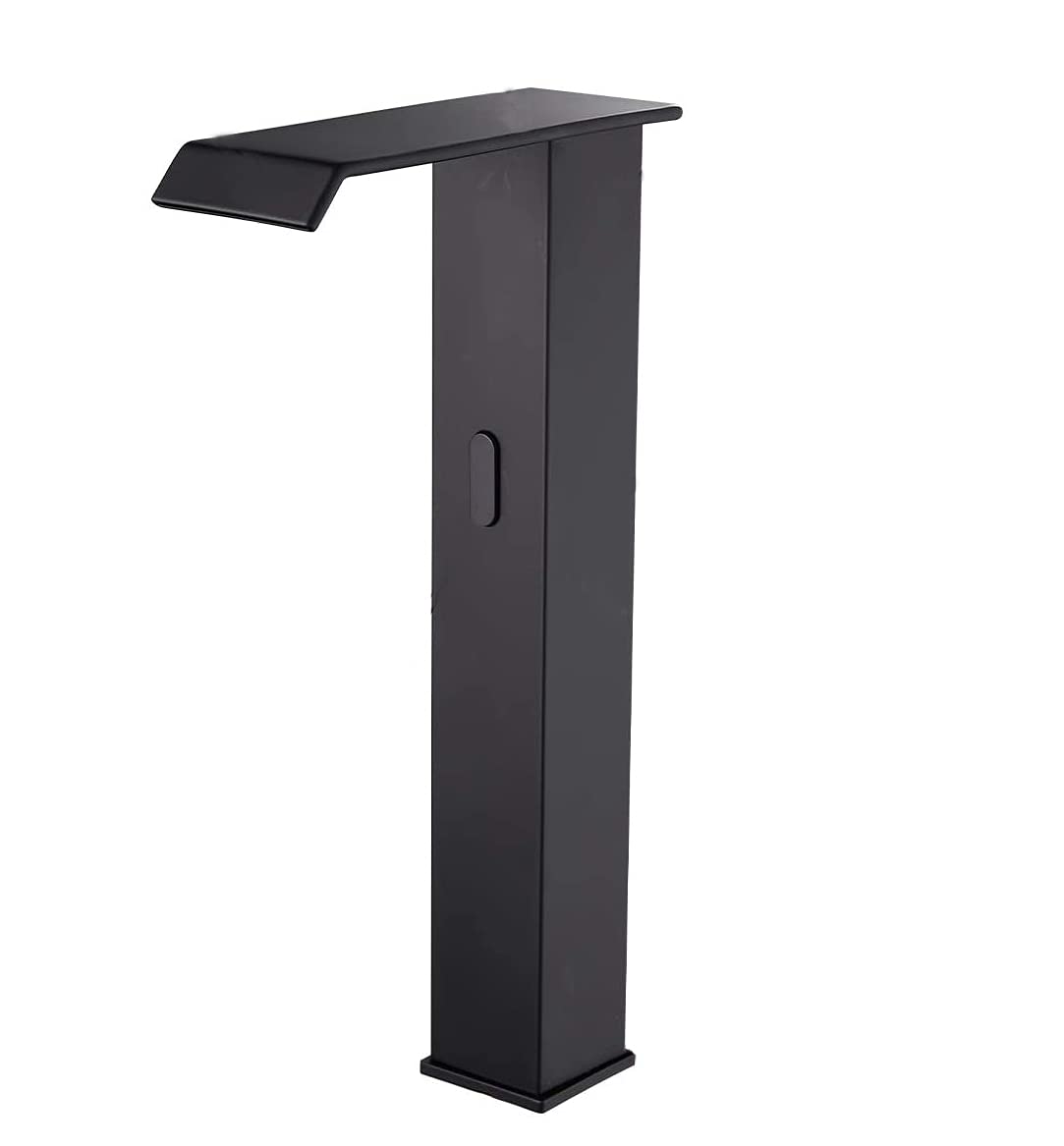 Touchless Bathroom Vessel Sink Faucet - Matte Black Waterfall Automatic Motion Sensor Activated Hands-Free Faucet for Vanity & Lavatory | AC/DC Powered Commercial Grade | Perfect for Modern Homes, Restaurants & Public Restrooms
