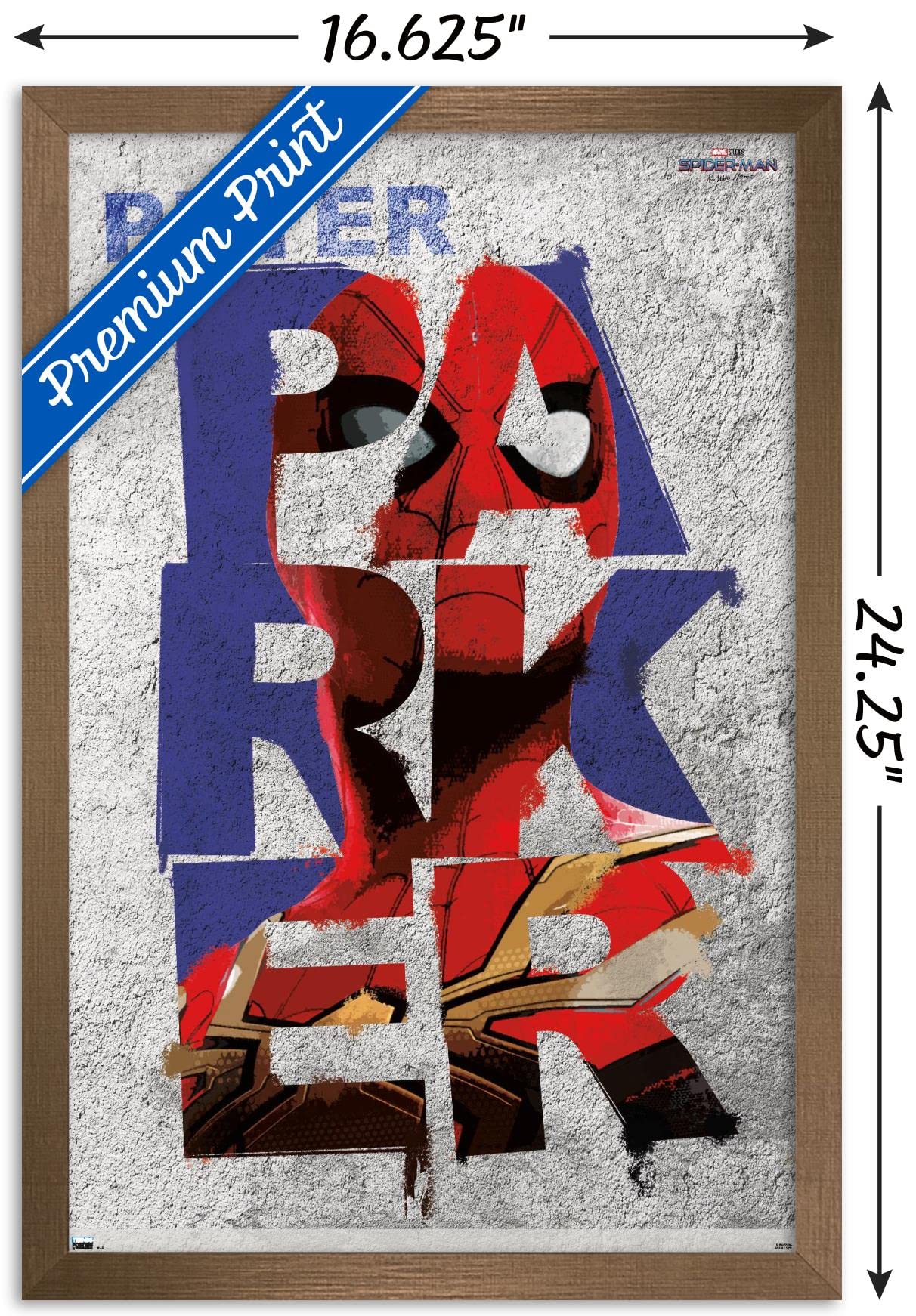 Marvel Spider-Man: No Way Home Wall Poster - 22.4x14.7 Inches Bronze Framed Art Print | Peter Parker Superhero Decor for Bedroom, Living Room & Office