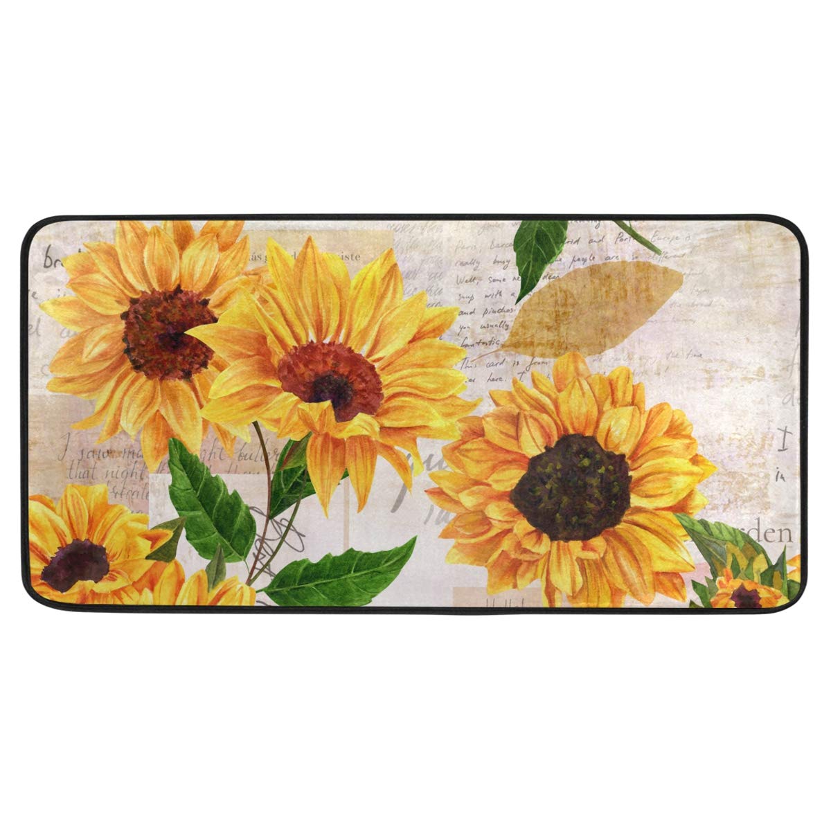 Anti-Fatigue Sunflower Kitchen Rug - Non-Slip Absorbent Mat for Cooking