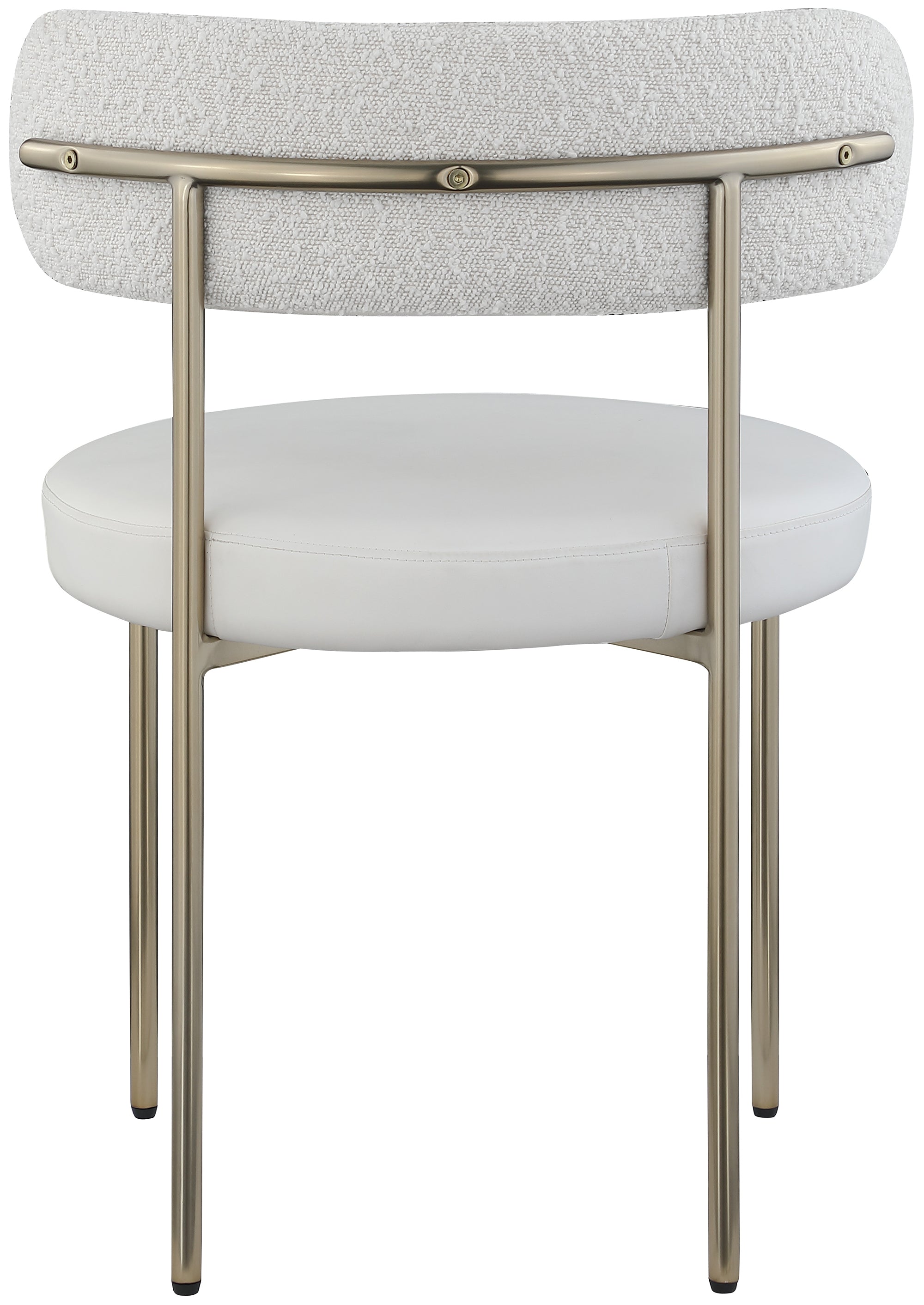 Vegan Leather & Boucle Fabric Dining Chair - Modern Comfortable Kitchen & Dining Room Seating for Home & Office Use