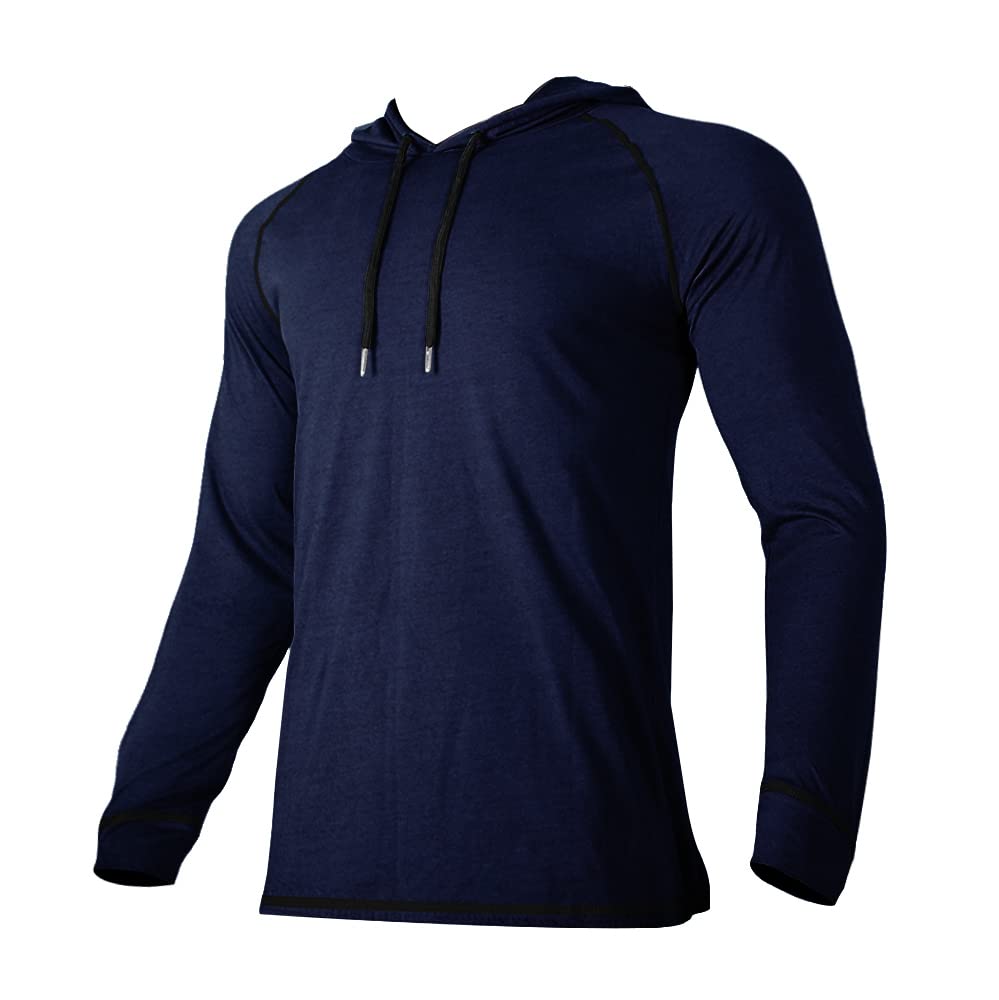 Men's Workout Hoodie - Gym Cotton Muscle Sweatshirt - Athletic Long Sleeve Pullover Shirt for Running, Training & Casual Wear
