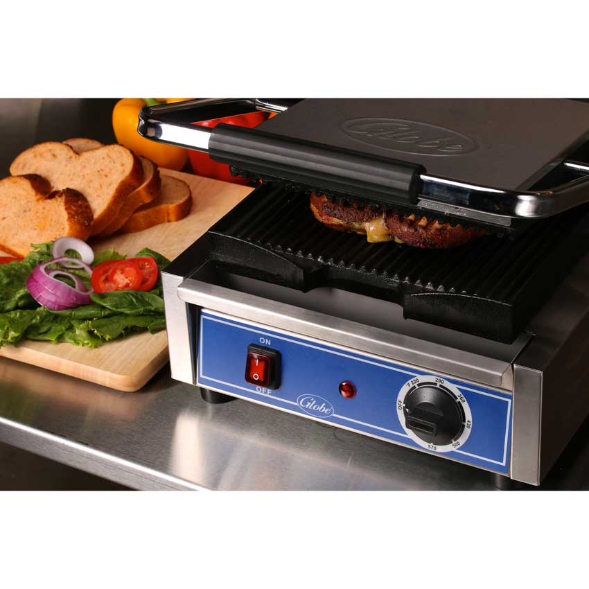GPG10 Bistro Grooved Plate Panini Grill - Commercial Grade Panini Press for Restaurants, Sandwiches & Paninis - Perfect for Home, Cafe & Catering Use
