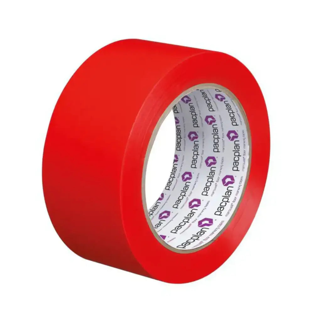 Red Floor Lane Marking Tape 50mm x 33m (18 Rolls) - Durable Non-Slip Safety Tape for Warehouses, Factories, and Parking Lots