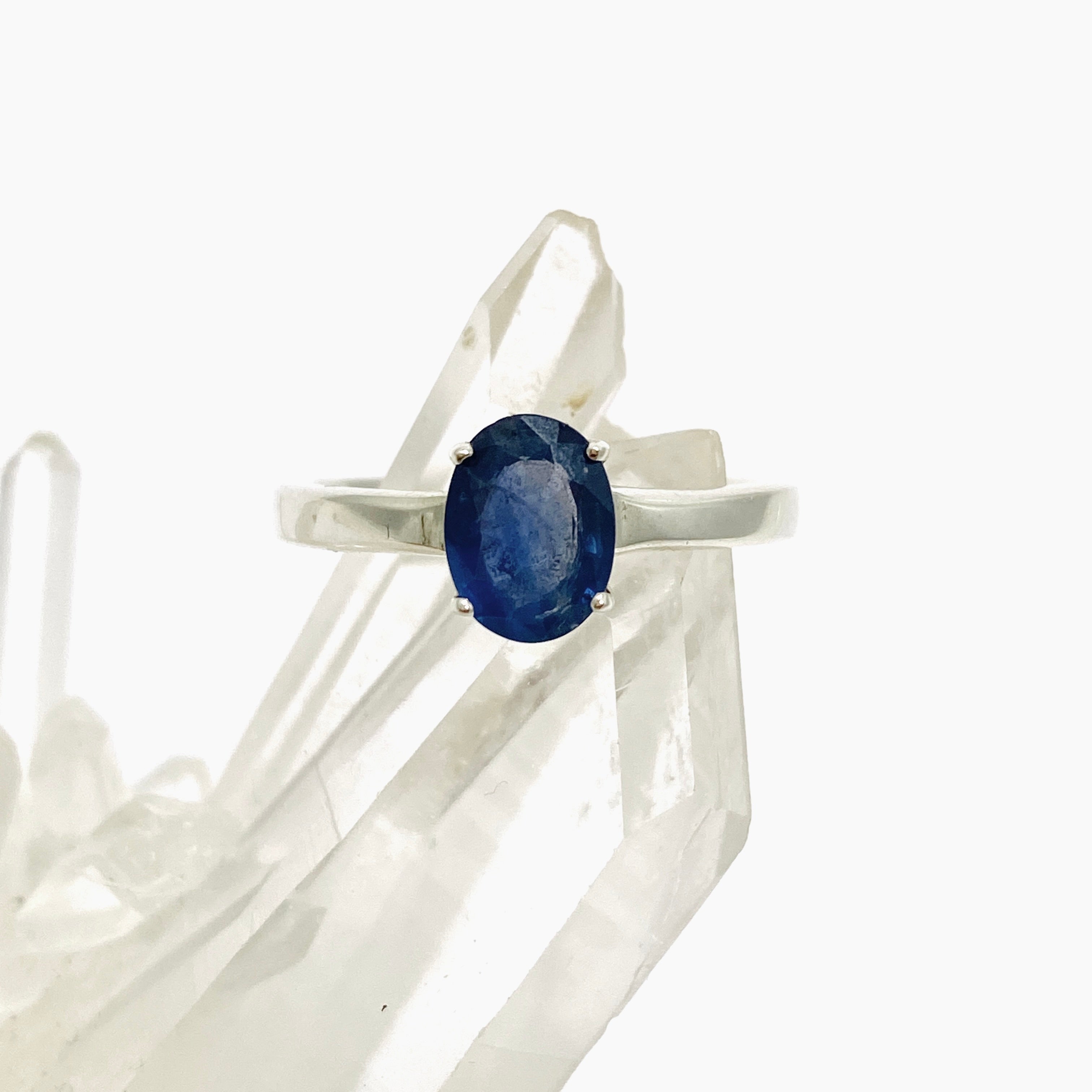 PRGJ813 Oval Sapphire Faceted Ring - Size 8 | Elegant Wedding, Engagement & Anniversary Jewelry Gift for Women