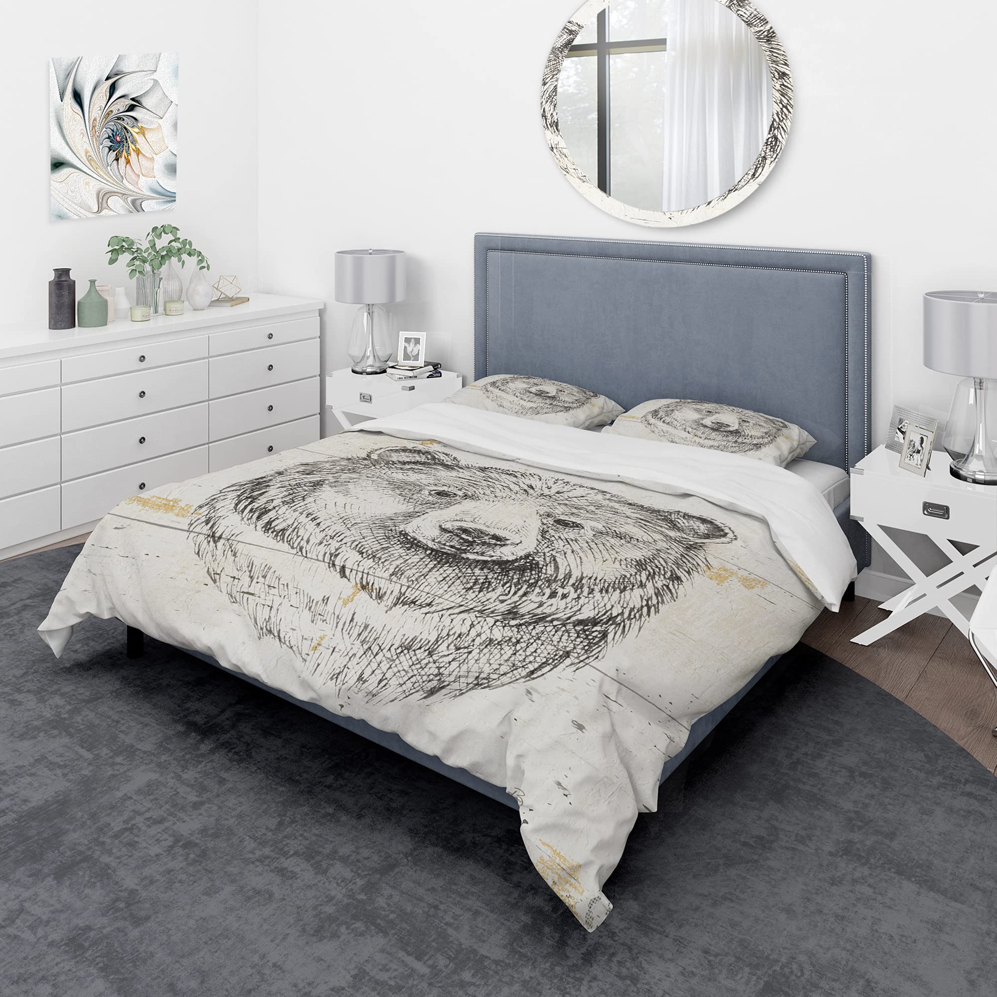 Premium Grey King Size Duvet Cover Set - 3 Piece Animal Print Bedding Set for All Seasons | Soft & Breathable Traditional Design | Perfect for Master Bedroom, Guest Room, or Vacation Home