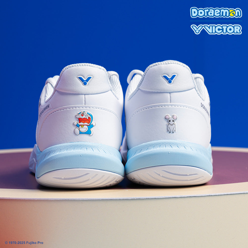 Victor X Doraemon P DRM A Indoor Court Shoes for Badminton & Volleyball - Lightweight Non-Slip Sneakers [Bright White] - Perfect for Gym, Sports & Casual Wear
