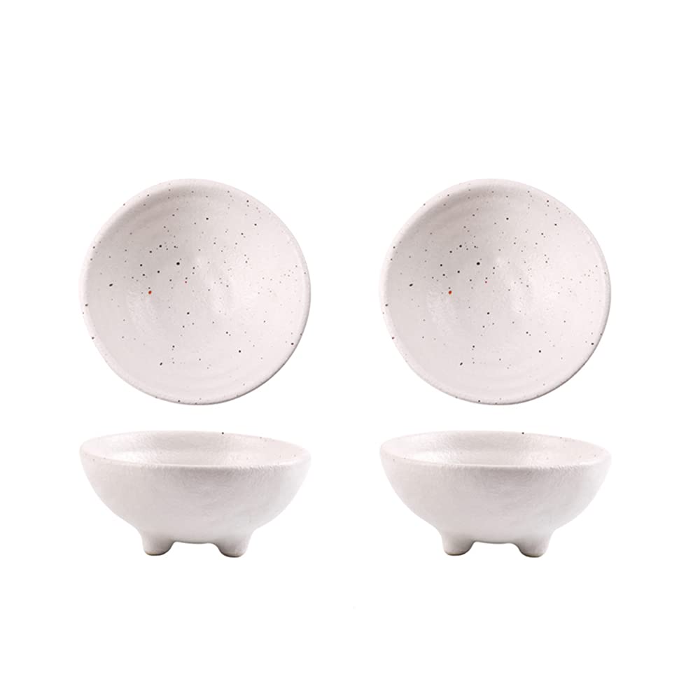 4-Inch Colias Wing Porcelain Side Dish Bowls - Set of 4 (Black, Brown, White) - Perfect for Soy Sauce, Seasonings, Dipping Sauces & Small Appetizers - Elegant Tableware for Asian Cuisine, Sushi Restaurants & Home Dining