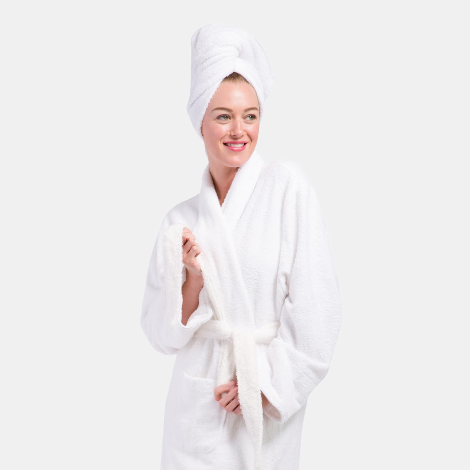Fishers Finery Women's Eco-Friendly Spa Set - Soft Robe, Body Wrap & Hair Towel for Relaxation | Perfect for Home Spa, Yoga & Self-Care (S/M)