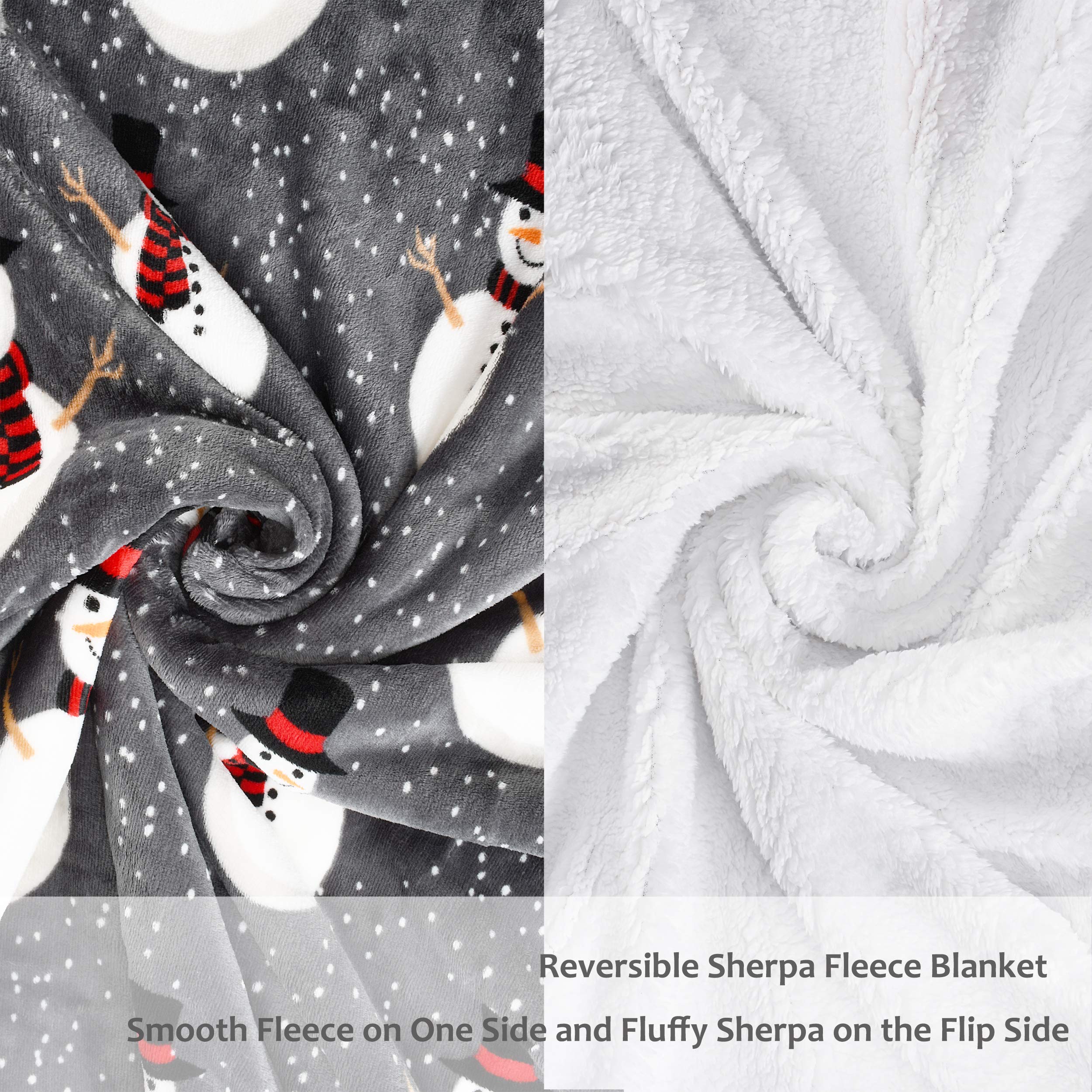 Catalonia Snowman Blanket - Holiday Sherpa Fleece Throw for Couch & Bed | Super Soft, Warm Christmas Blanket (50x60 inches, Grey) | Perfect for Winter Nights, Gift Giving & Cozy Home Decor