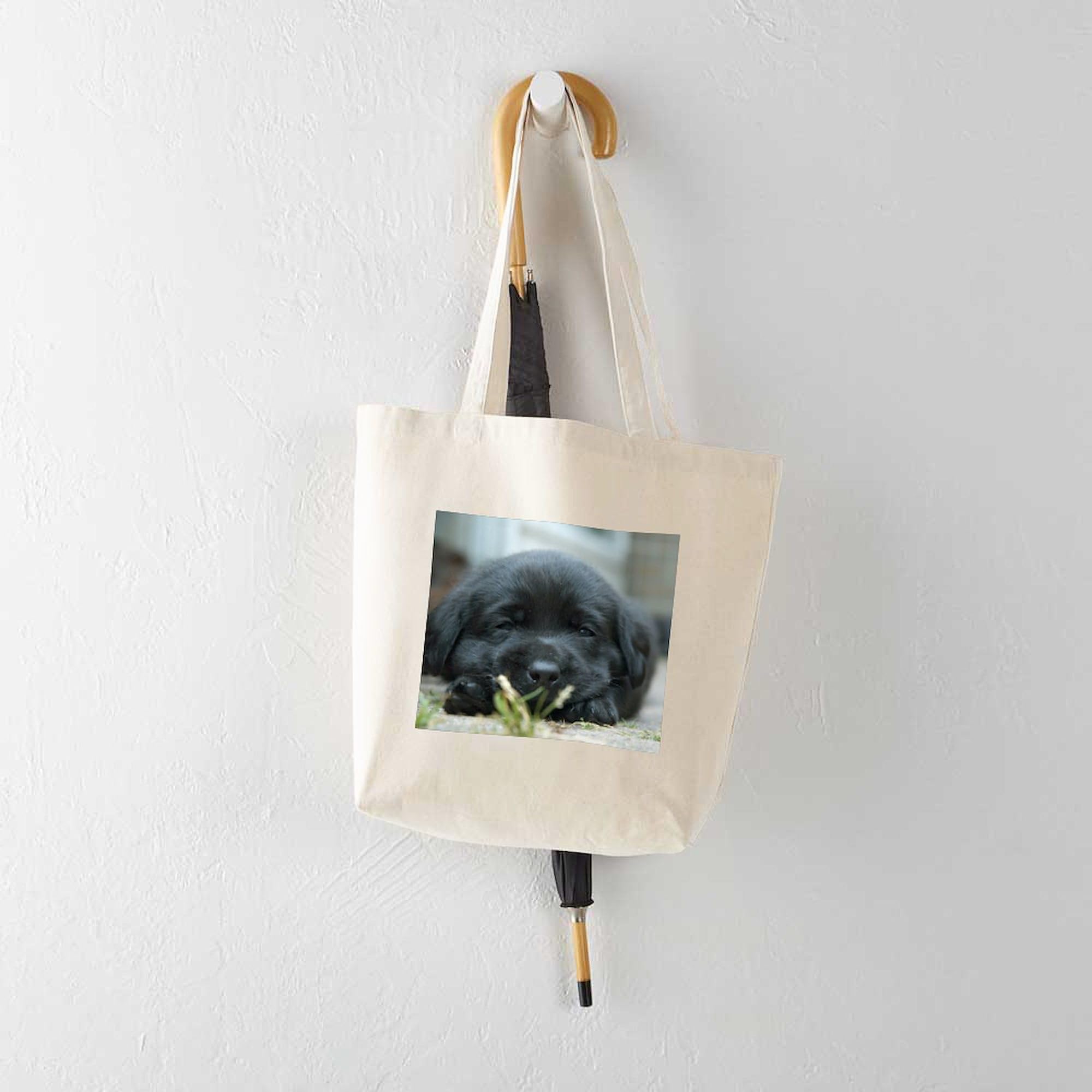 Back Lab Puppy Tote Bag - Natural Canvas Reusable Shopping Bag for Groceries, Beach & Daily Use | Eco-Friendly & Durable