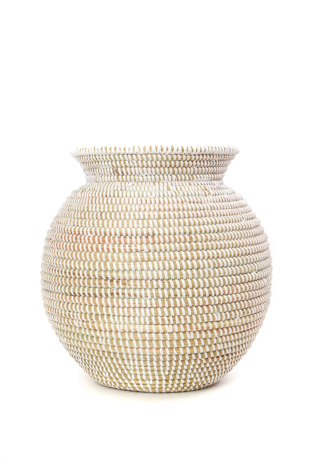 Handwoven White Senegalese Storage Basket - Natural African Woven Kitchen Organizer for Fruits, Bread & Home Decor | Perfect for Farmhouse, Boho & Coastal Style Decorations