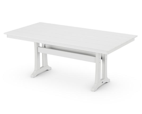 Polywood Farmhouse Trestle Dining Table 37 x 72 Inches - Weatherproof Outdoor & Indoor Use for Patio, Garden, or Dining Room