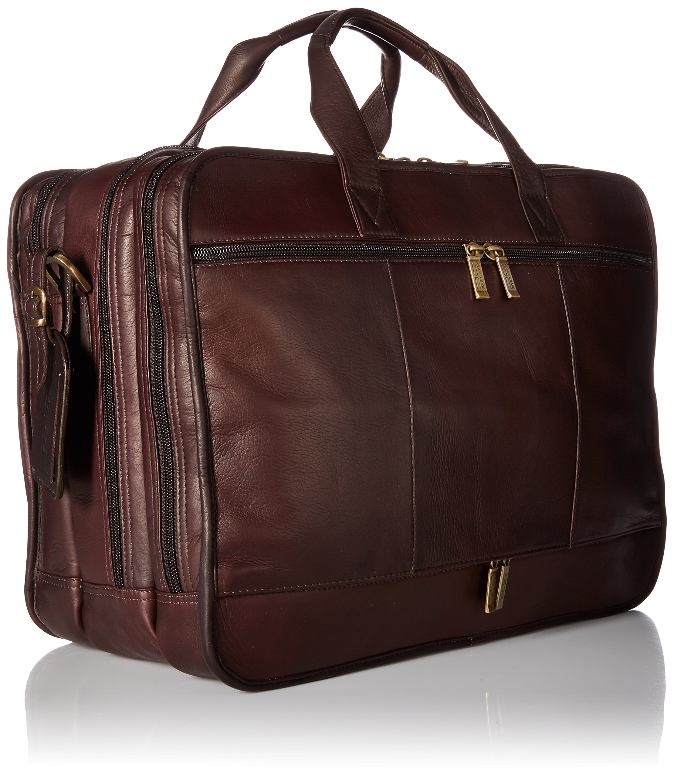 Claire Chase Jumbo Executive Laptop Briefcase for Business Professionals - Stylish Cafe Brown Leather Computer Bag - Perfect for Office, Travel & Business Meetings