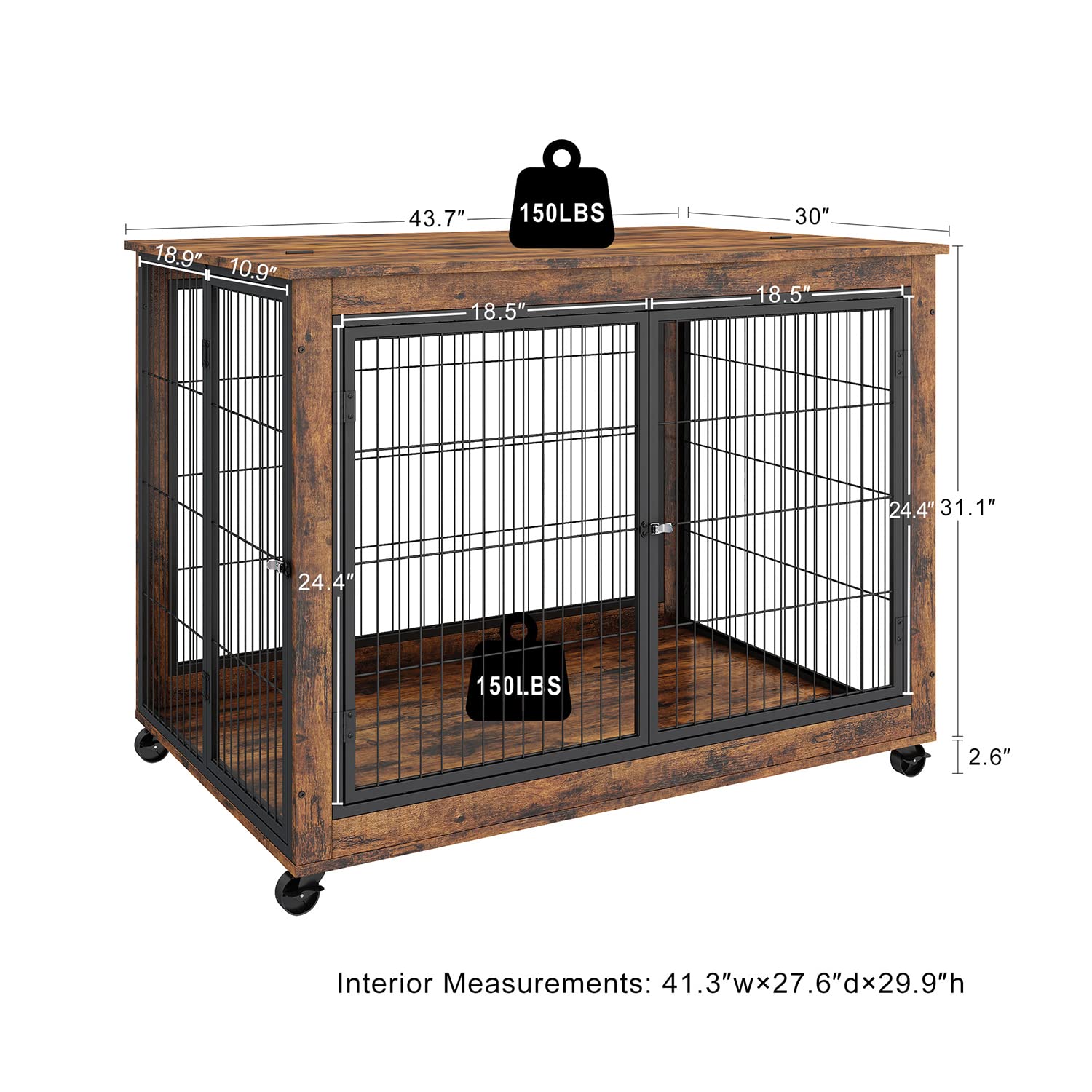 Premium Wooden Dog Crate Furniture - 43.7