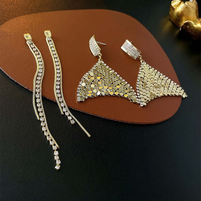 2 Way Bling Sequin Fish Tail Tassel Earrings for Women | HE7994 | Fashion Jewelry for Party, Wedding & Special Occasions