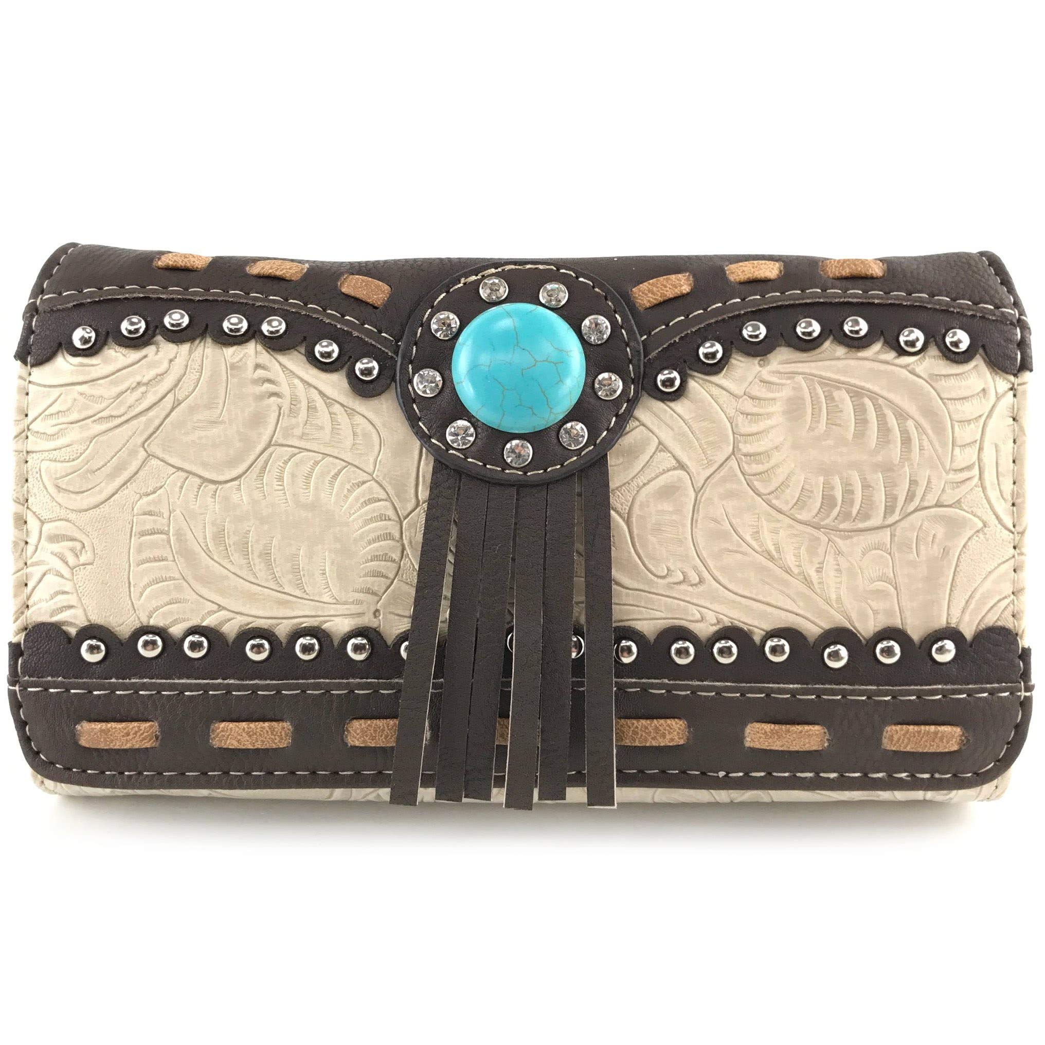 Turquoise Floral Women's Crossbody Wallet - Stylish & Compact for Daily Use