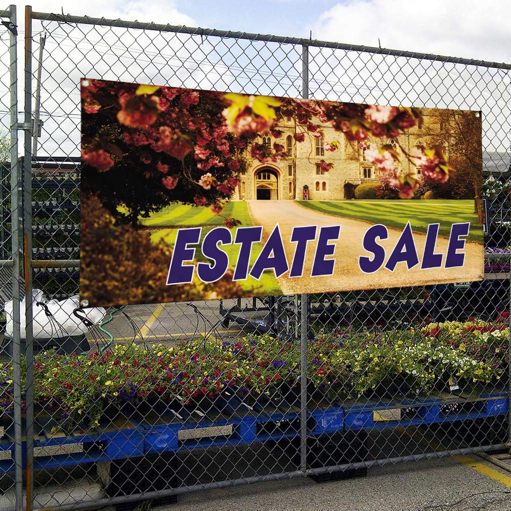 Custom Vinyl Banners for Outdoor Advertising - 48x96 Inches Weatherproof Yard Signs with 8 Grommets | Perfect for Estate Sales, Business Promotion & Industrial Use