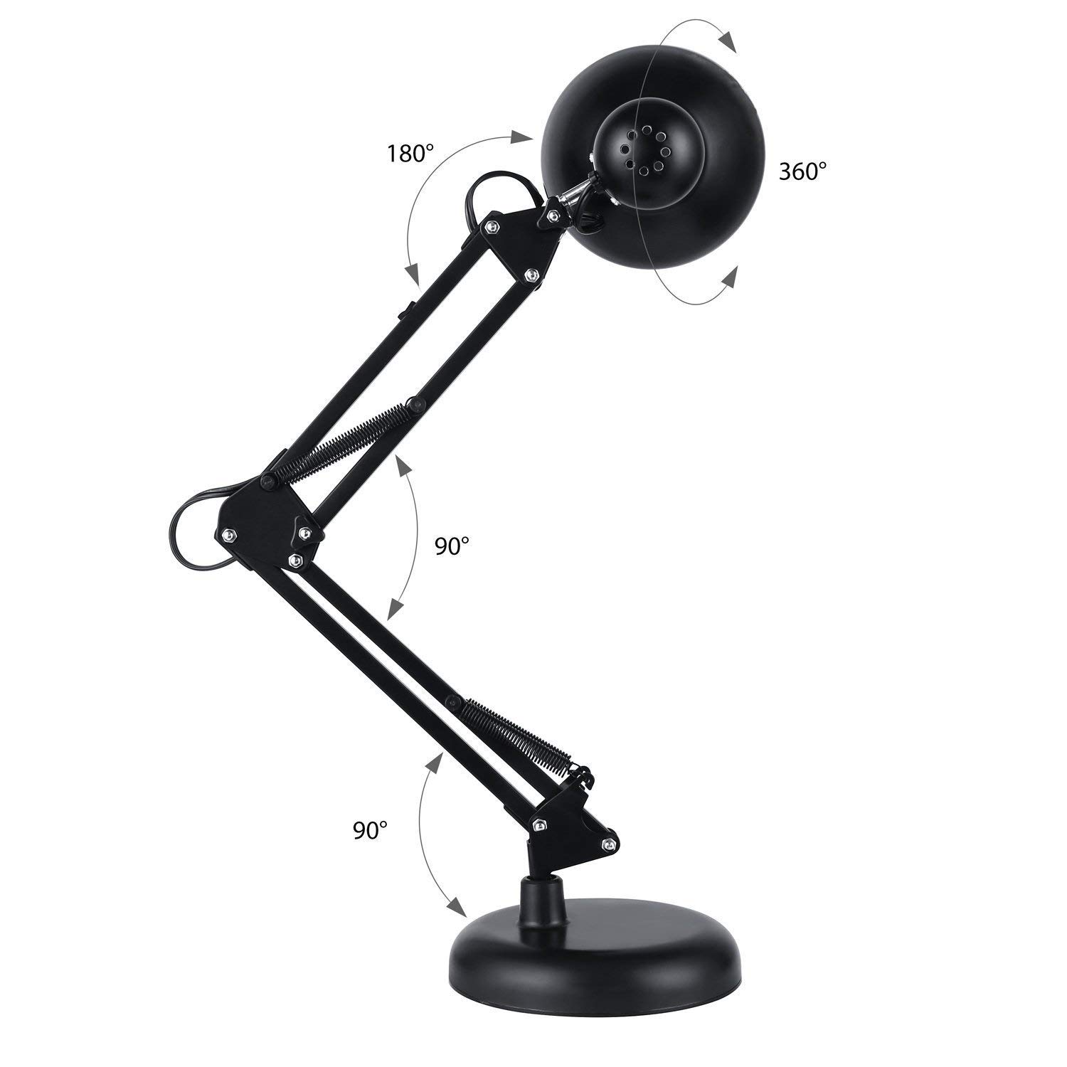 Adjustable Swing Arm Desk Lamp with LED Bulb & Clamp - Metal Architect Table Lamp for Office, Home, Dorm - Perfect for Reading, Studying & Workspace Lighting