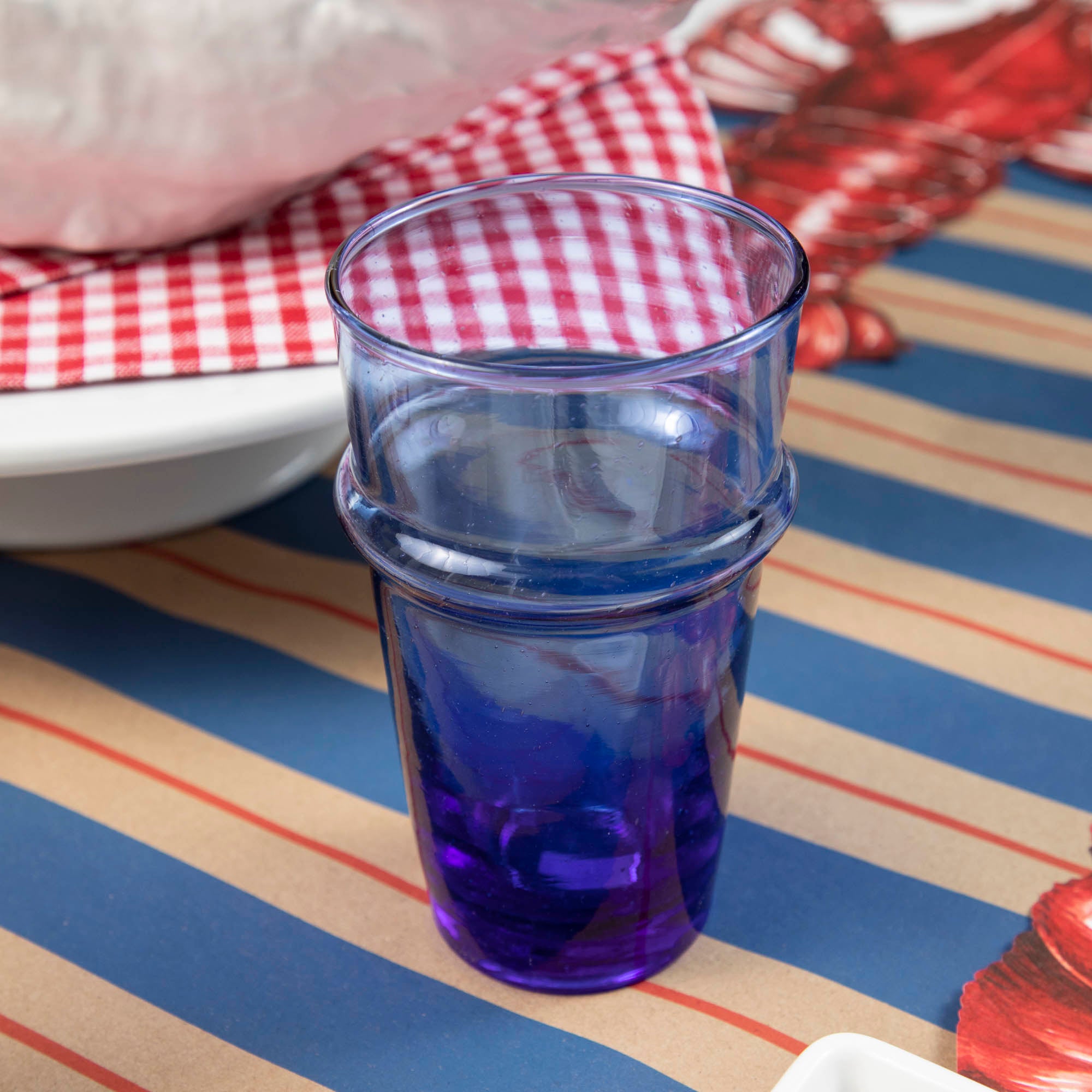 Premium Blue Beldi Glass - Handcrafted Moroccan Drinking Glasses for Tea, Juice & Cocktails - Perfect for Home, Restaurants & Gifts