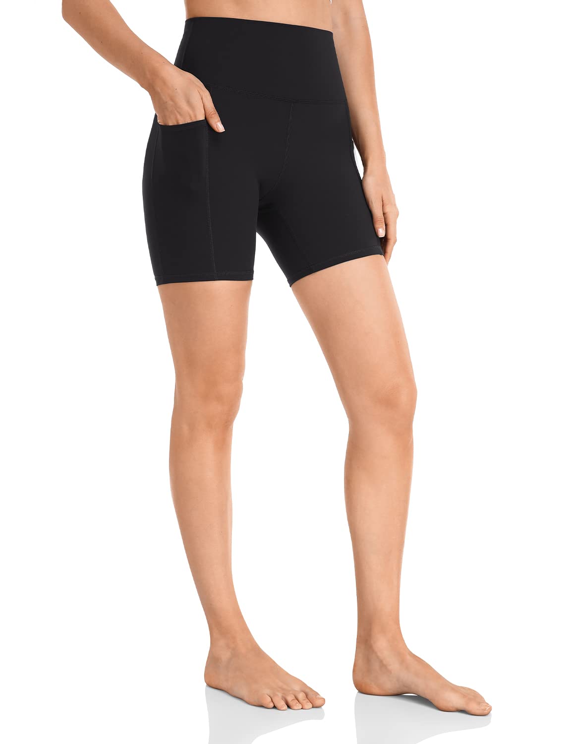 HeyNuts Women's High Waist Compression Yoga Shorts with Side Pockets - 4