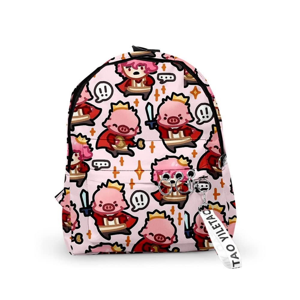 Technoblade Backpack 3-Piece Set - Crown Pig Print Cosplay Backpack for Boys & Girls - Perfect for Anime Conventions, School, and Gaming Events